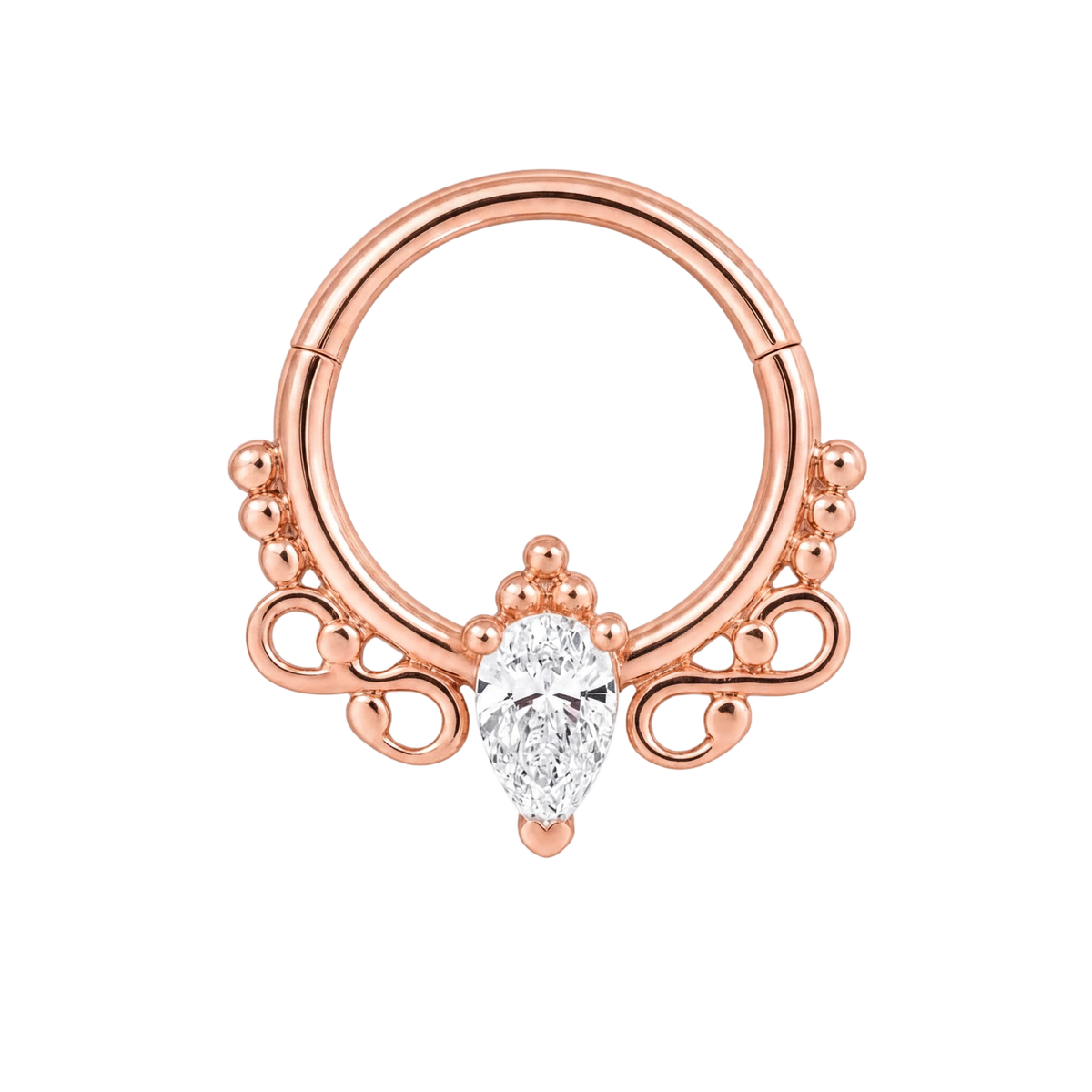 Filigree Drop Clicker · Rose Gold · Studio 4/8 BG Remove
