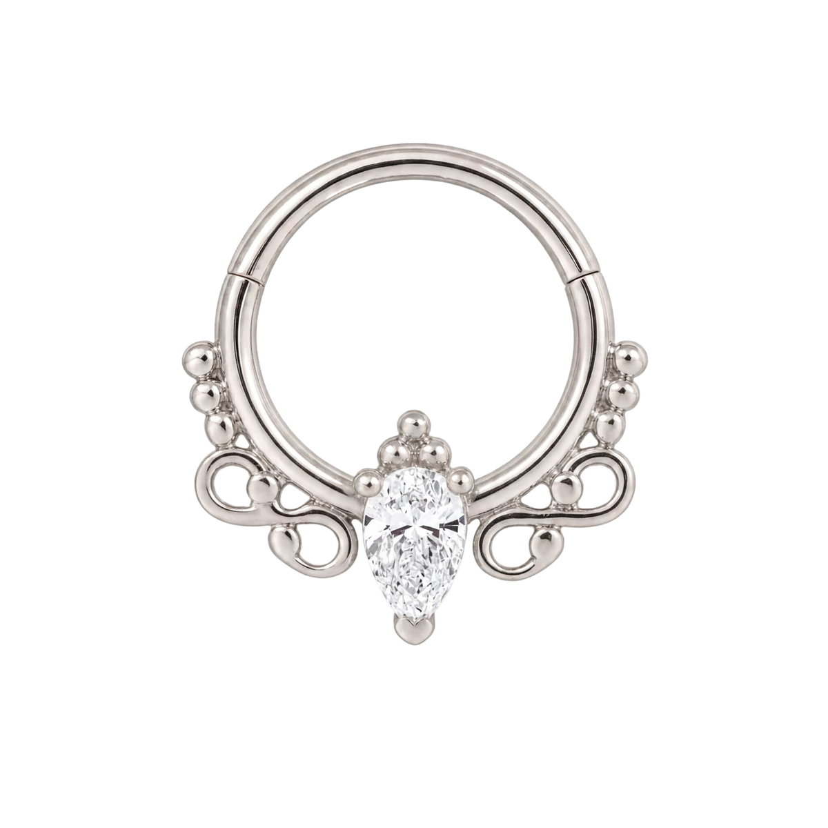 Filigree Drop Clicker · White Gold · Studio 4/8 BG Remove