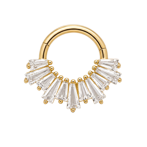 Baguette Fan Clicker · Yellow Gold · Studio 4/8 BG Remove [mj-base:003-0032] [mj-variant:001] [mj-role:variant_main] [mj-rank:0]