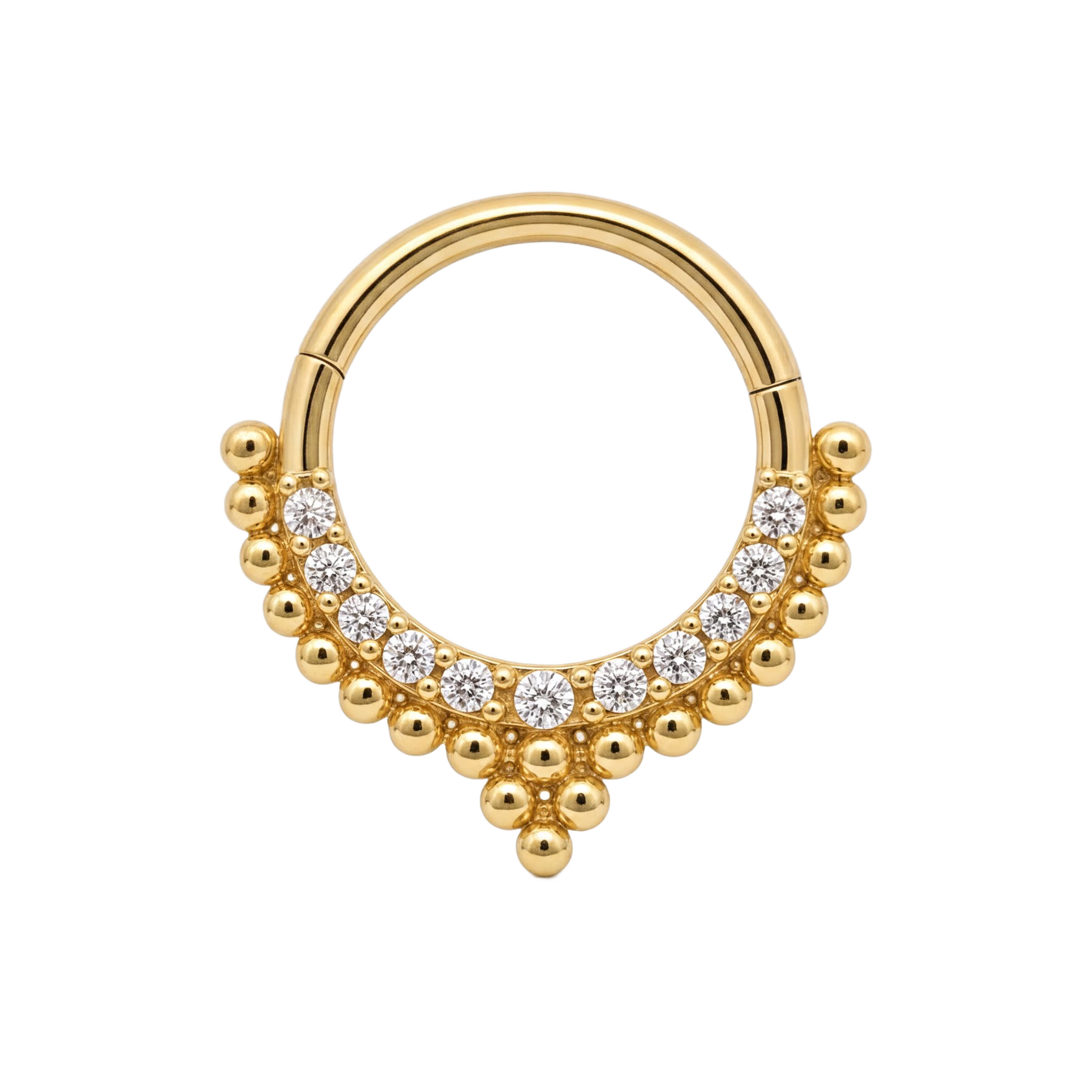 Beaded V Clicker · Yellow Gold · Studio 4/8 BG Remove