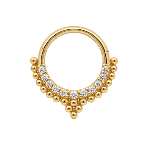 Beaded V Clicker · Yellow Gold · Studio 4/8 BG Remove [mj-base:003-0037] [mj-variant:001] [mj-role:variant_main] [mj-rank:0]