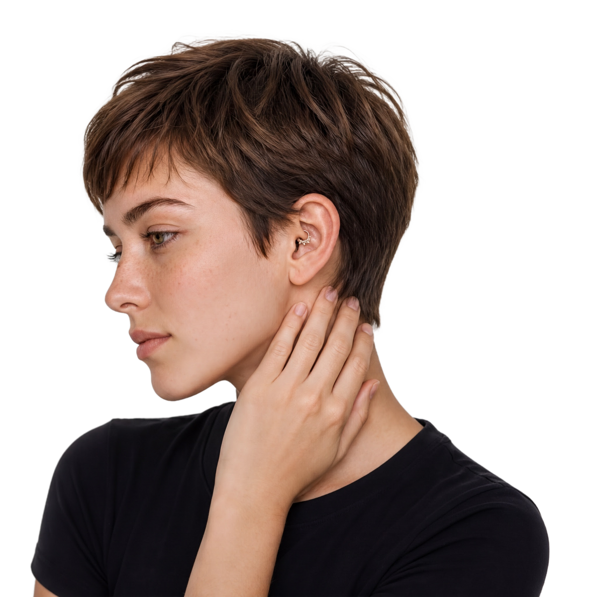 Petal Arc Clicker · Yellow Gold · Daith 2/2 Side BG Remove