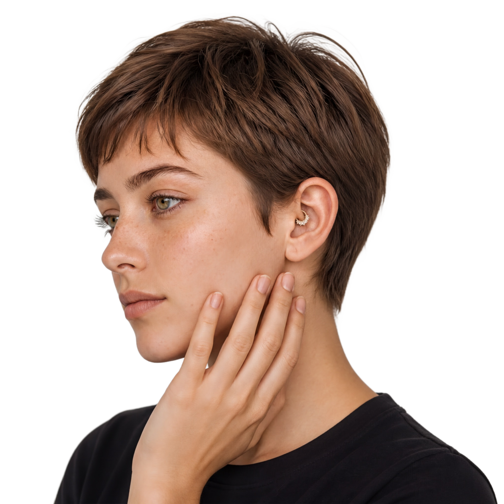 Baguette Fan Clicker · Yellow Gold · Daith 2/2 Side BG Remove