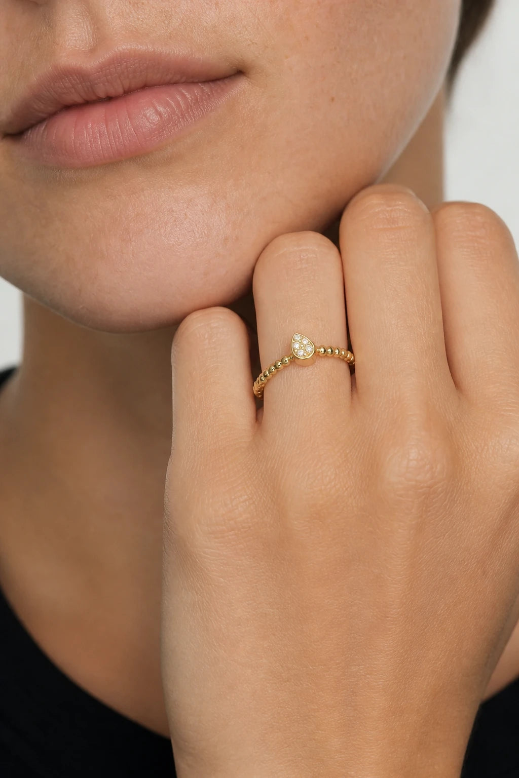 Beaded Heart Ring · Yellow Gold · Model 1