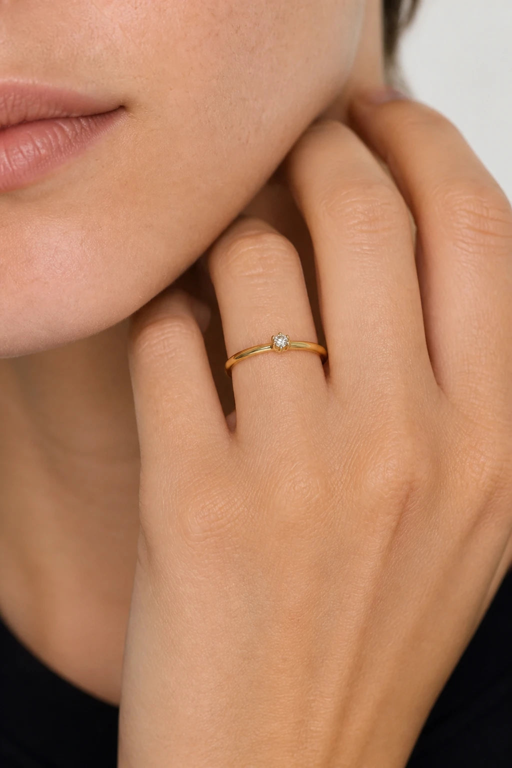 Six Prong Solitaire Ring · Yellow Gold · Model 1