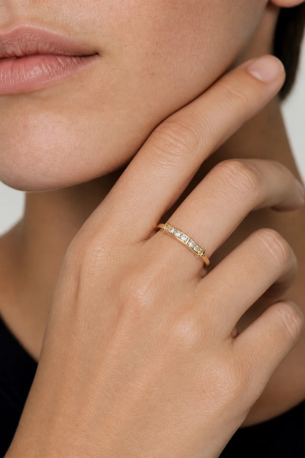 Bar Pave Ring · Yellow Gold · Model 1