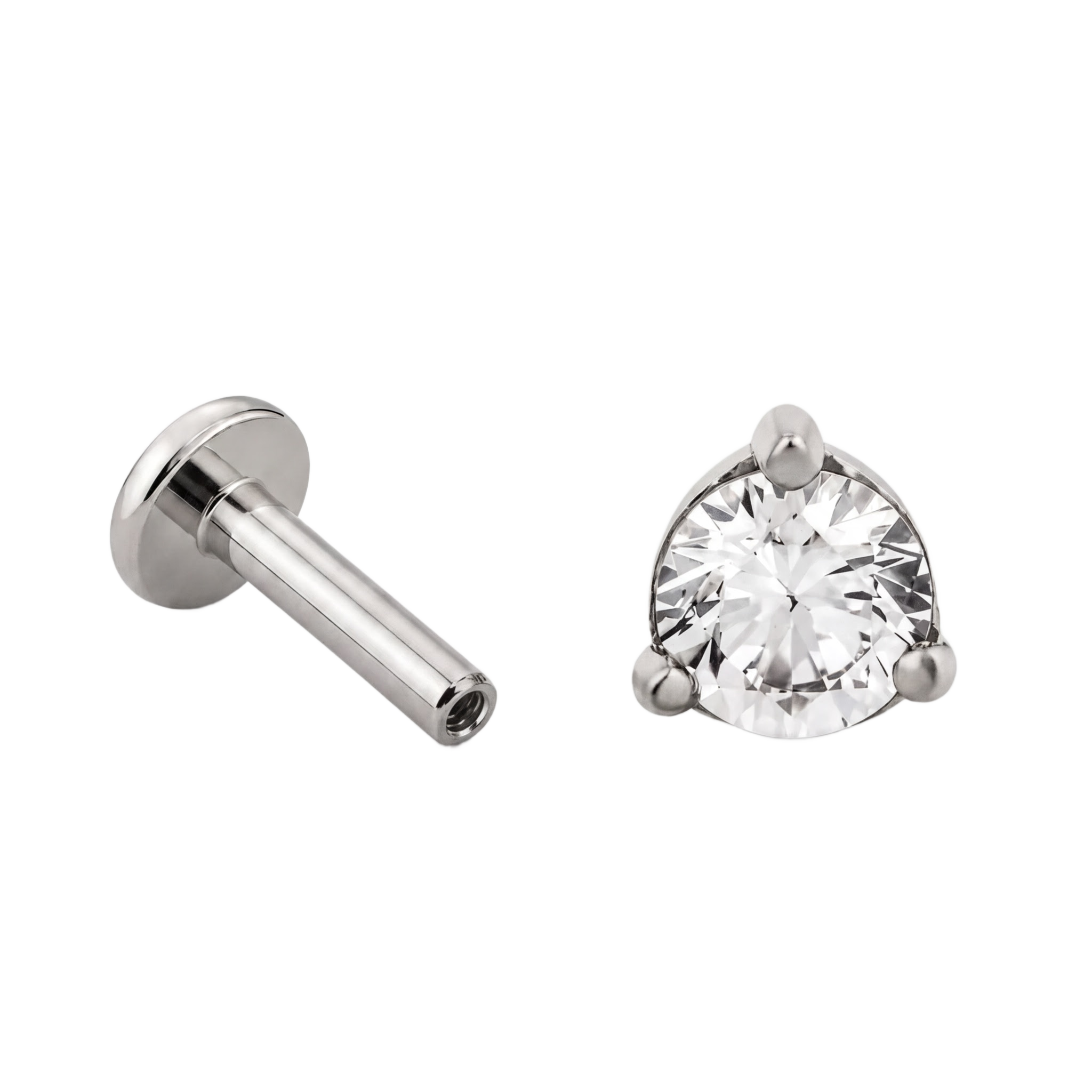 Three Prong Solitaire Flatback · White Gold · Hero 3/3 BG Remove