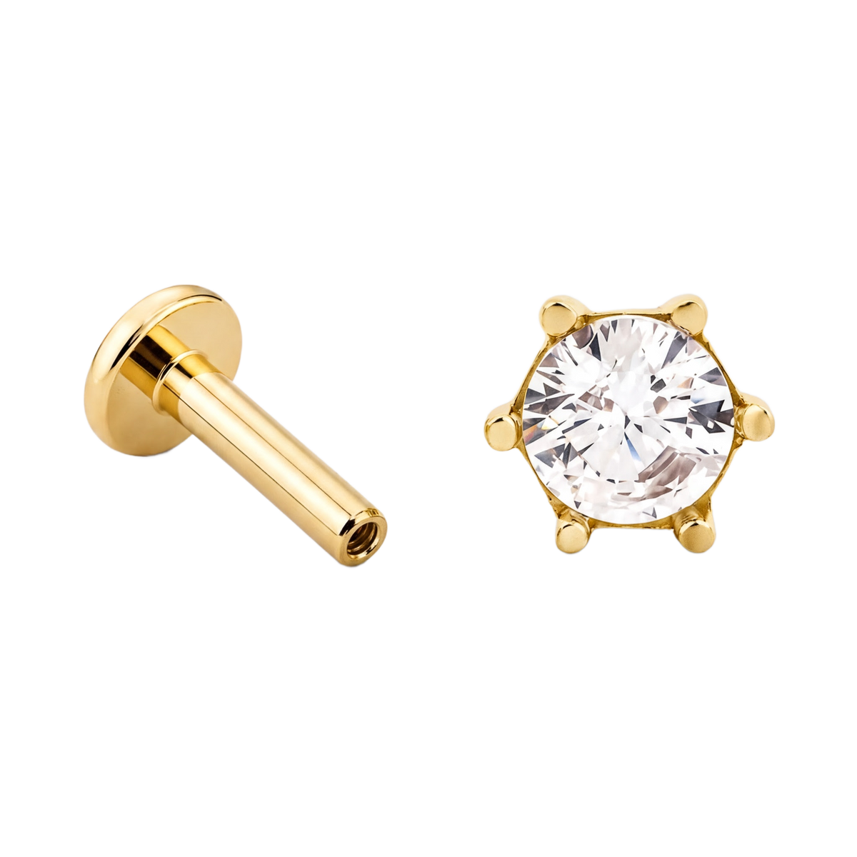 Six Prong Solitaire Flatback · Yellow Gold · Hero 3/3 BG Remove