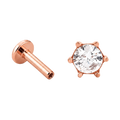 Six Prong Solitaire Flatback · Rose Gold · Hero 3/3 BG Remove [mj-base:001-0003] [mj-variant:002] [mj-role:variant_main] [mj-rank:0]