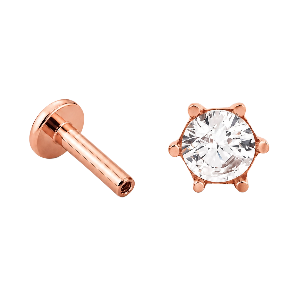 Six Prong Solitaire Flatback · Rose Gold · Hero 3/3 BG Remove