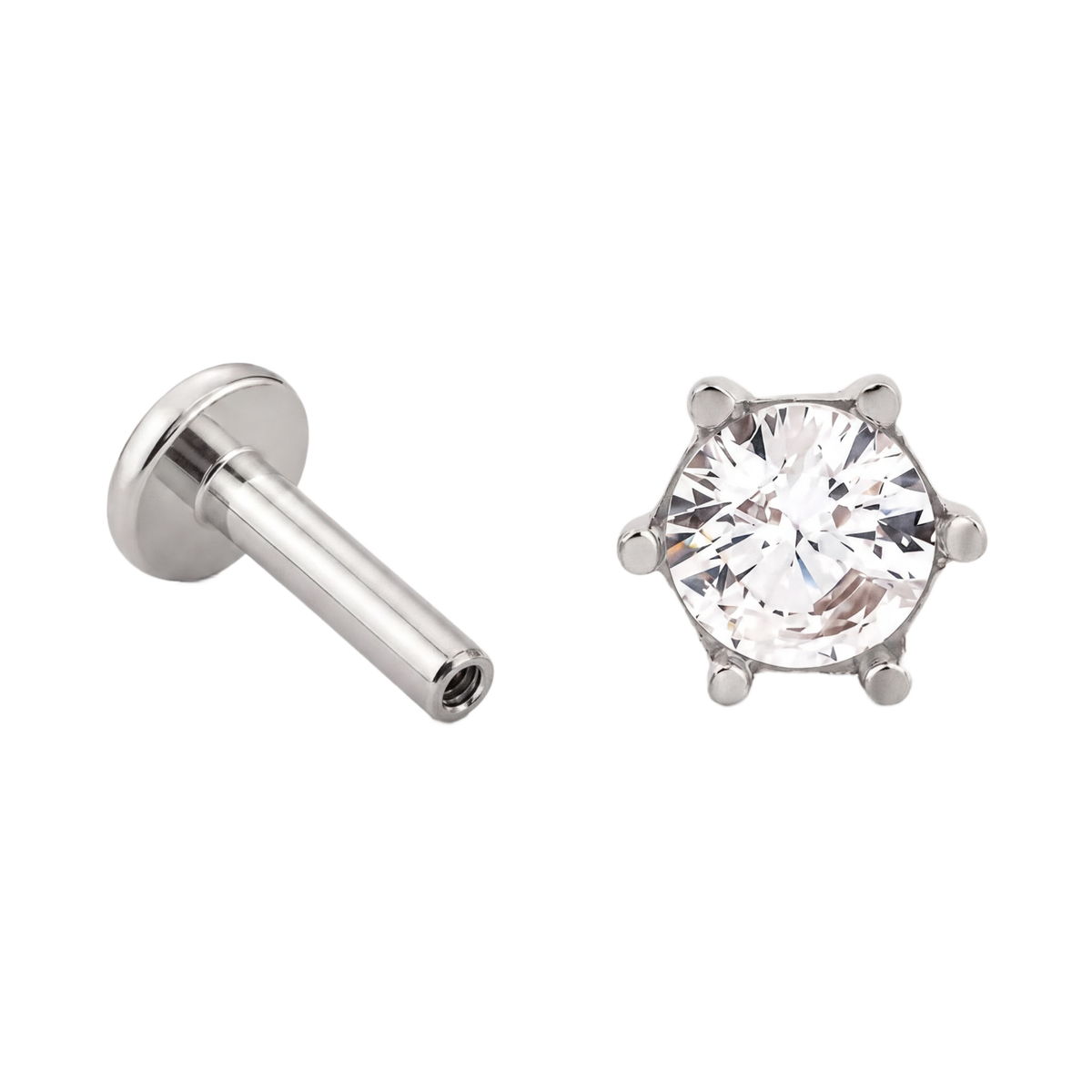 Six Prong Solitaire Flatback · White Gold · Hero 3/3 BG Remove