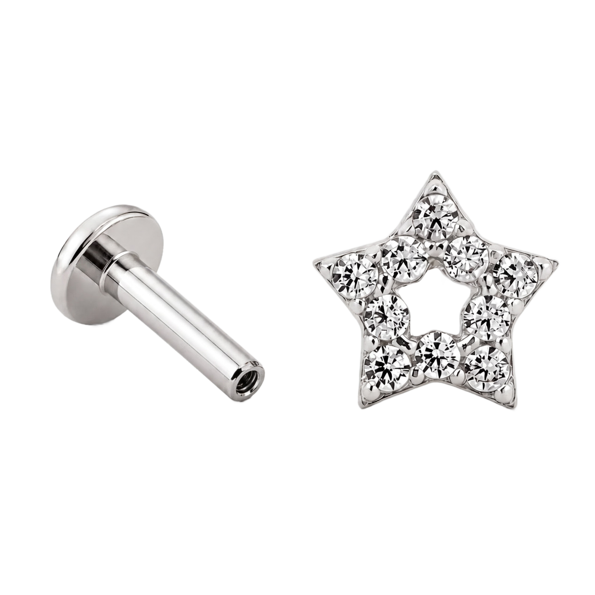 Crystal Star Flatback · White Gold · Hero 3/3 BG Remove