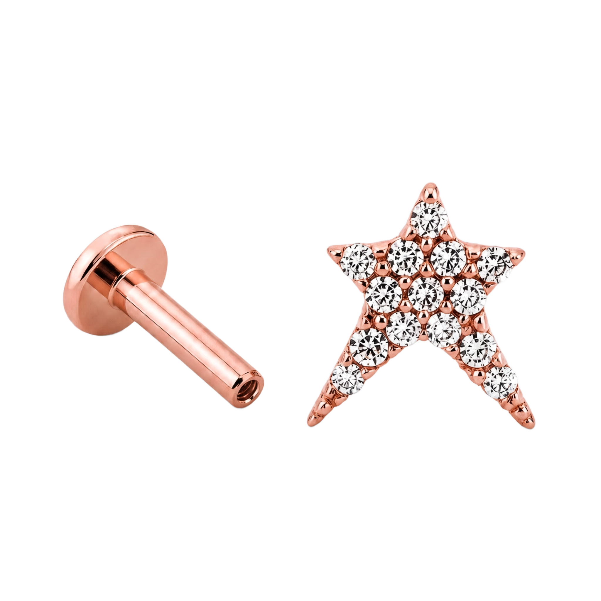 Asym Star Flatback · Rose Gold · Hero 3/3 BG Remove
