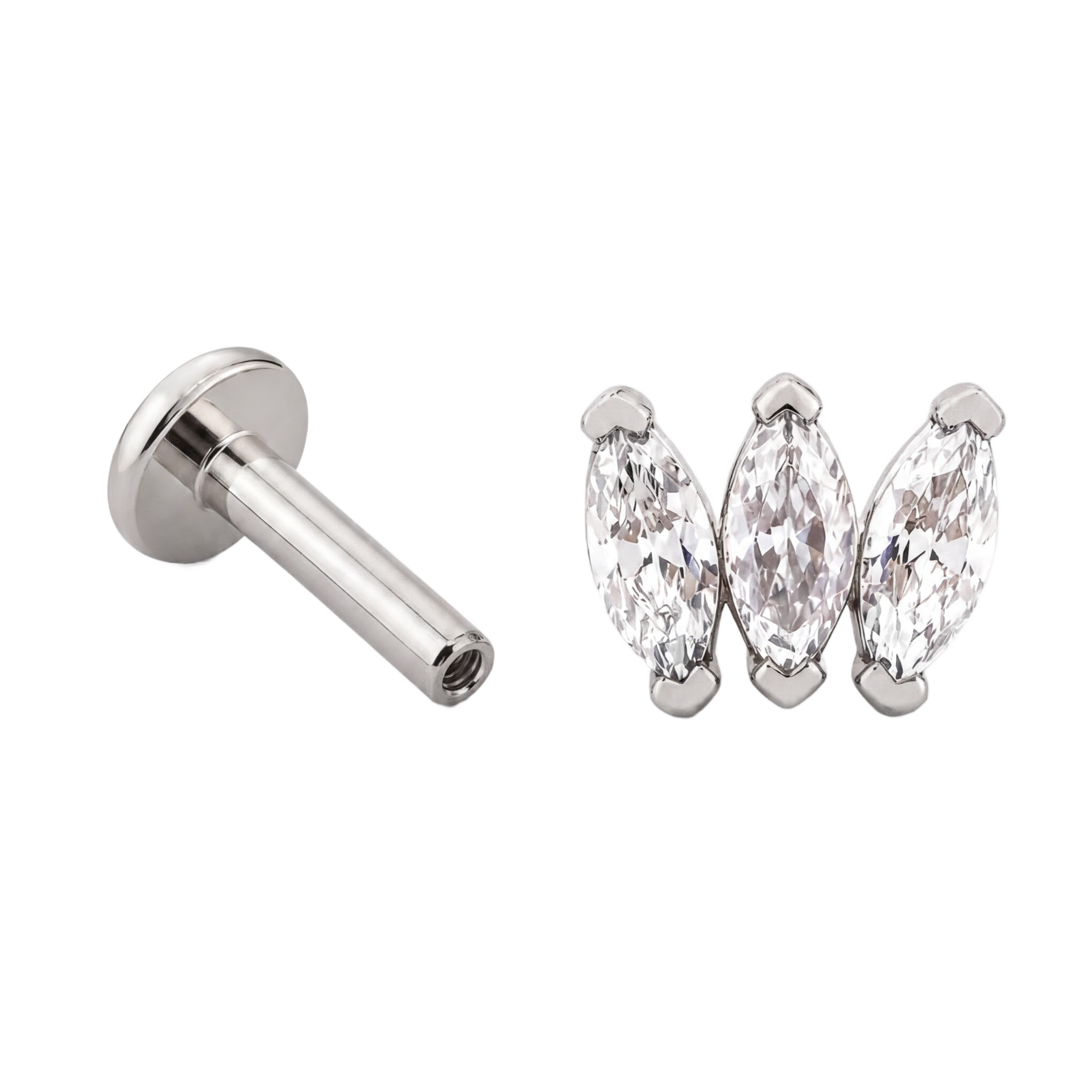 Marquise Trio Flatback · White Gold · Hero 3/3 BG Remove