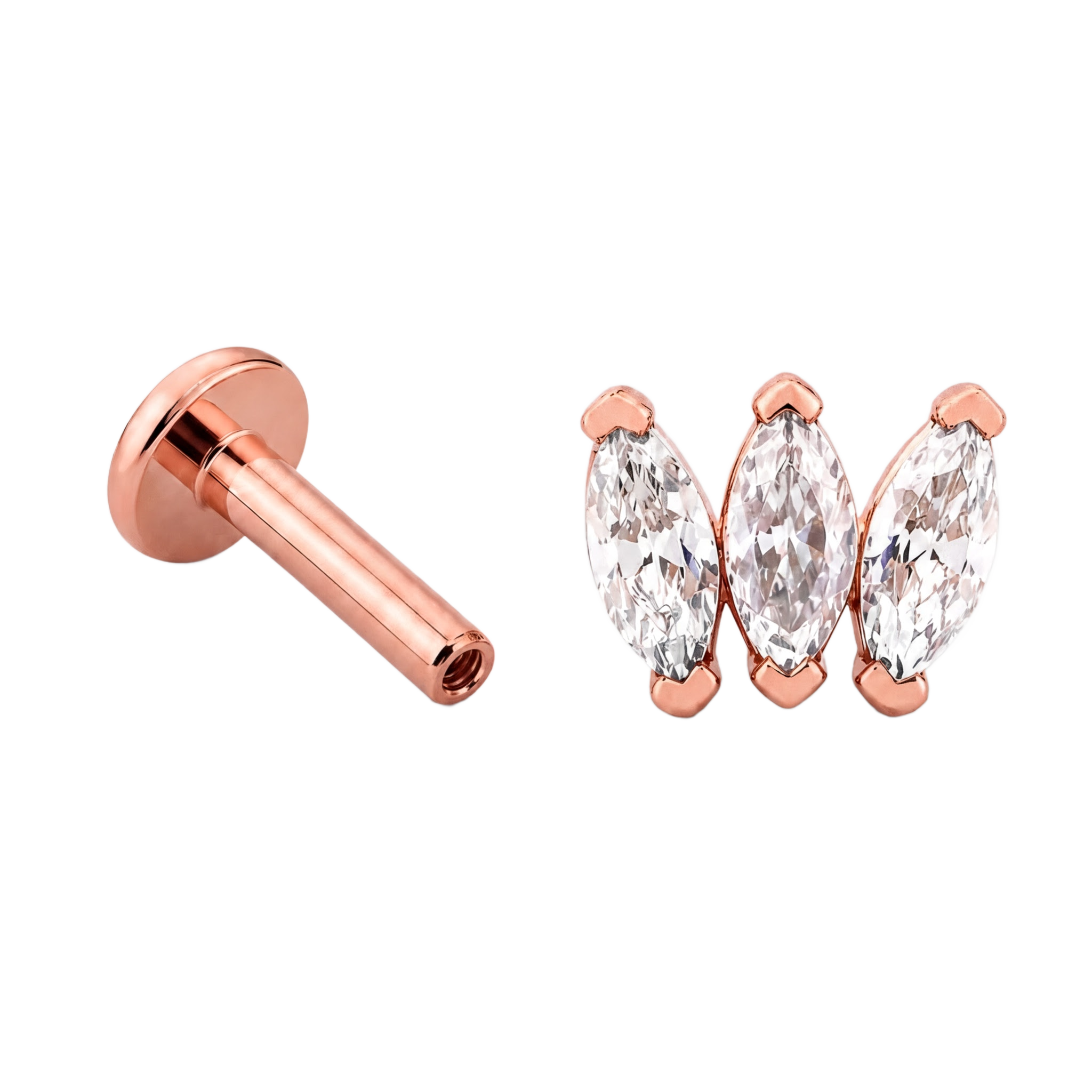 Marquise Trio Flatback · Rose Gold · Hero 3/3 BG Remove