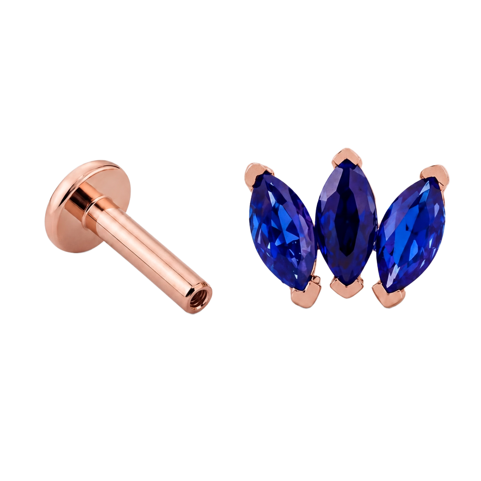 Blue Marquise Trio Flatback · Rose Gold · Hero 3/3 BG Remove