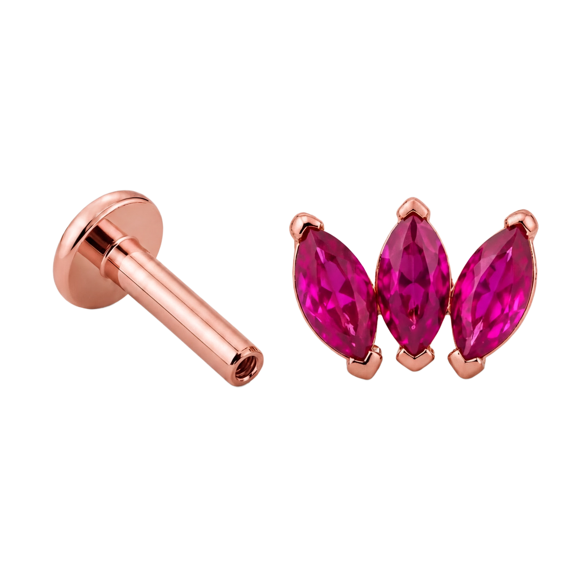 Pink Marquise Trio Flatback · Rose Gold · Hero 3/3 BG Remove