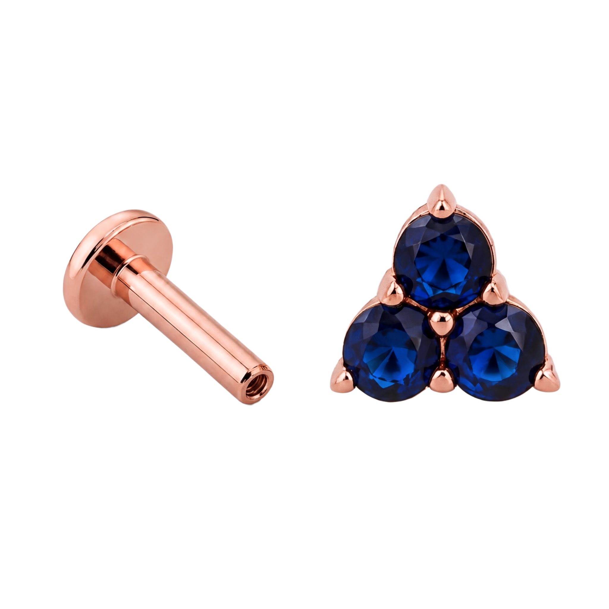 Blue Trio Cluster Flatback · Rose Gold · Hero 3/3 BG Remove
