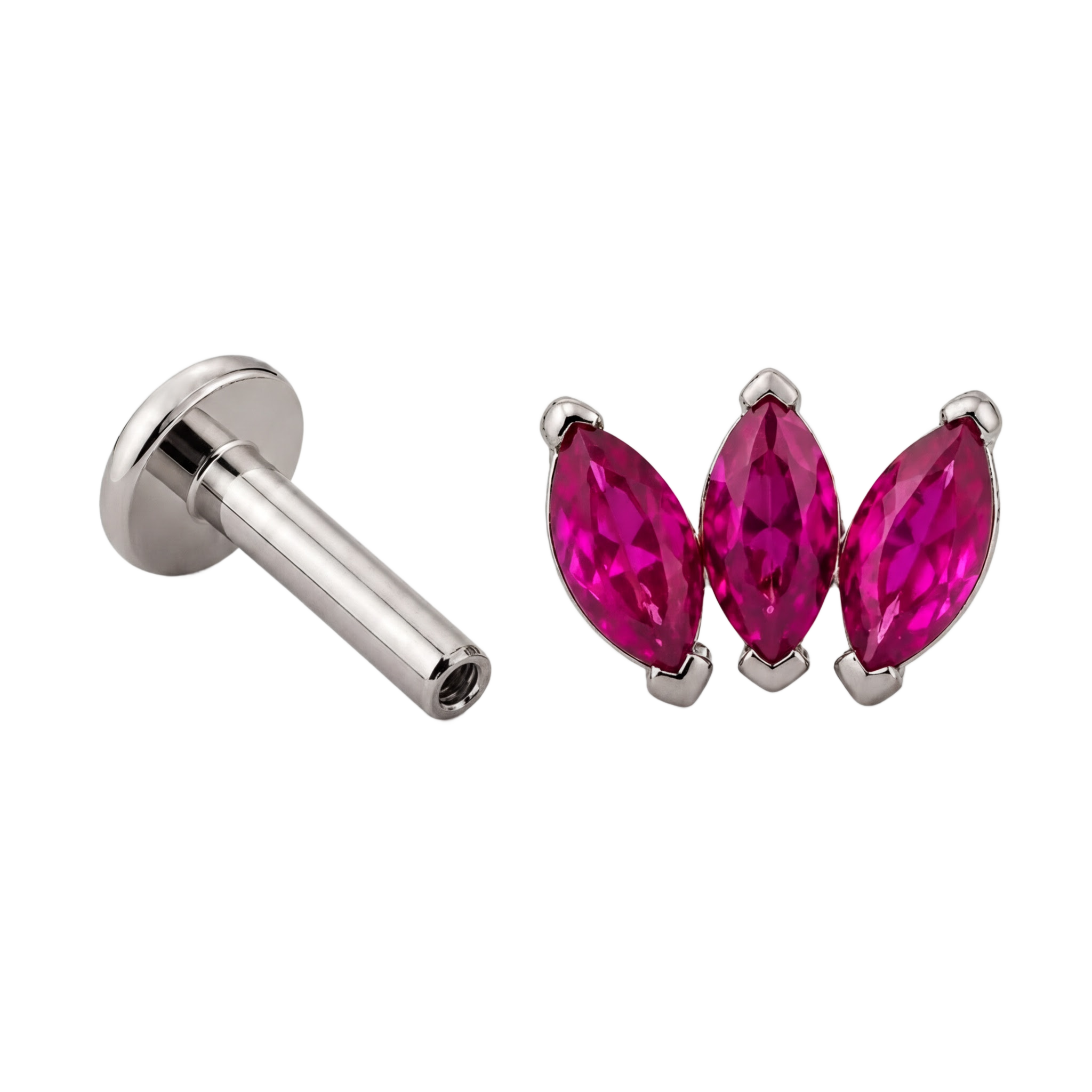 Pink Marquise Trio Flatback · White Gold · Hero 3/3 BG Remove