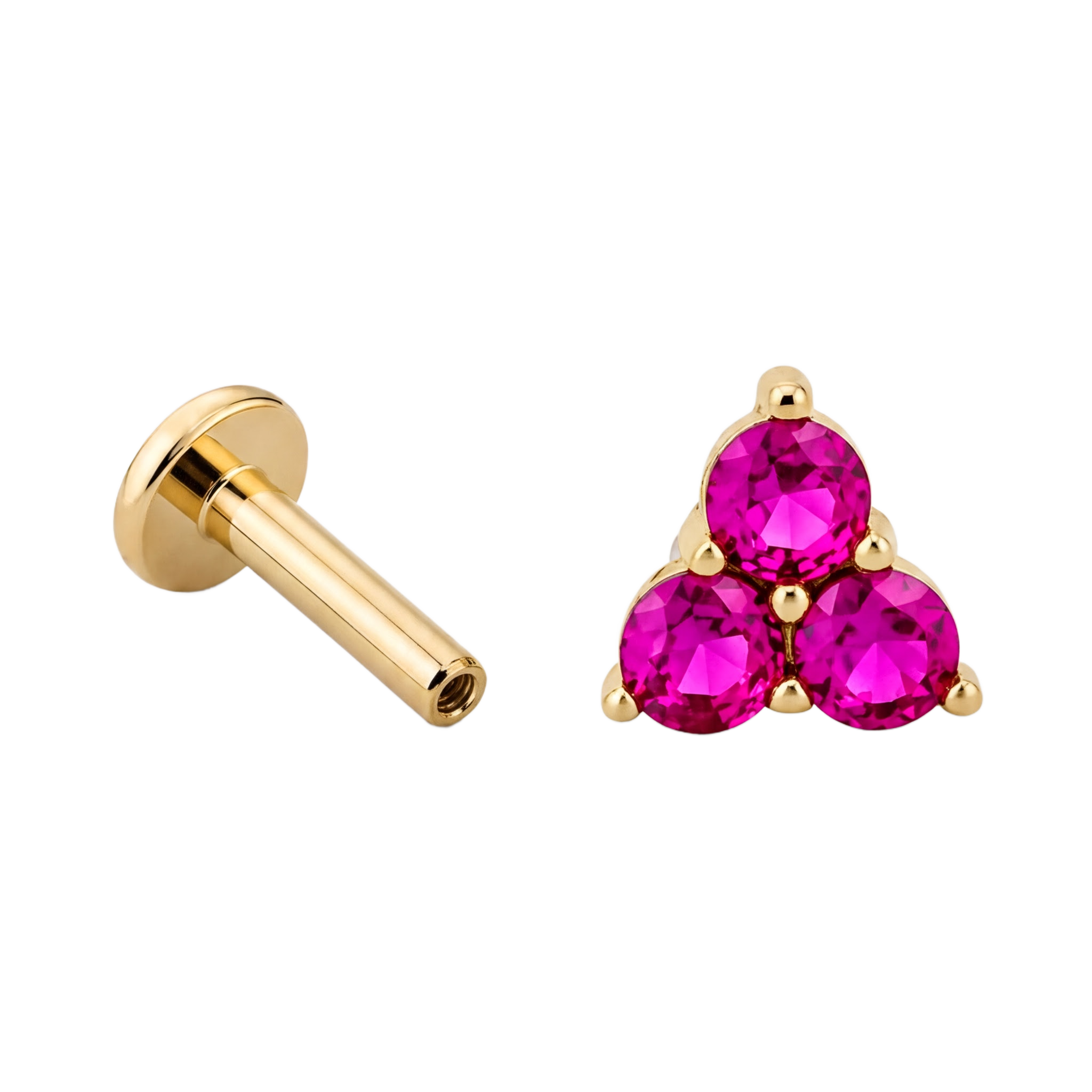 Pink Trio Cluster Flatback · Yellow Gold · Hero 3/3 BG Remove