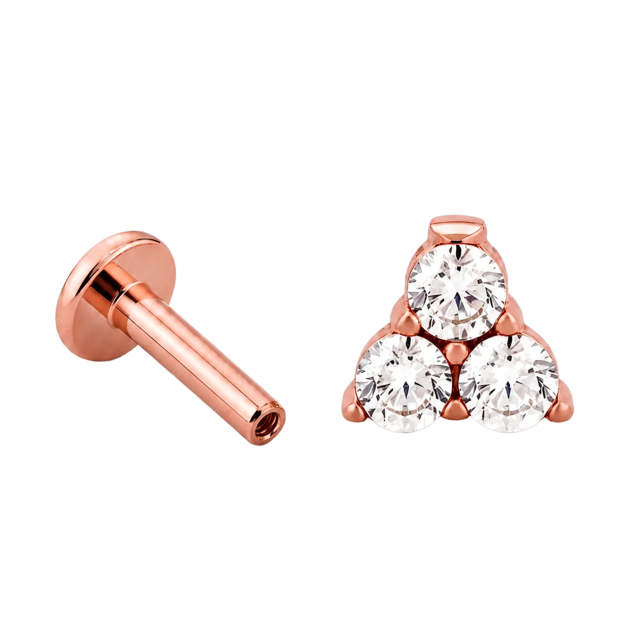 Crystal Trio Cluster Flatback · Rose Gold · Hero 3/3 BG Remove
