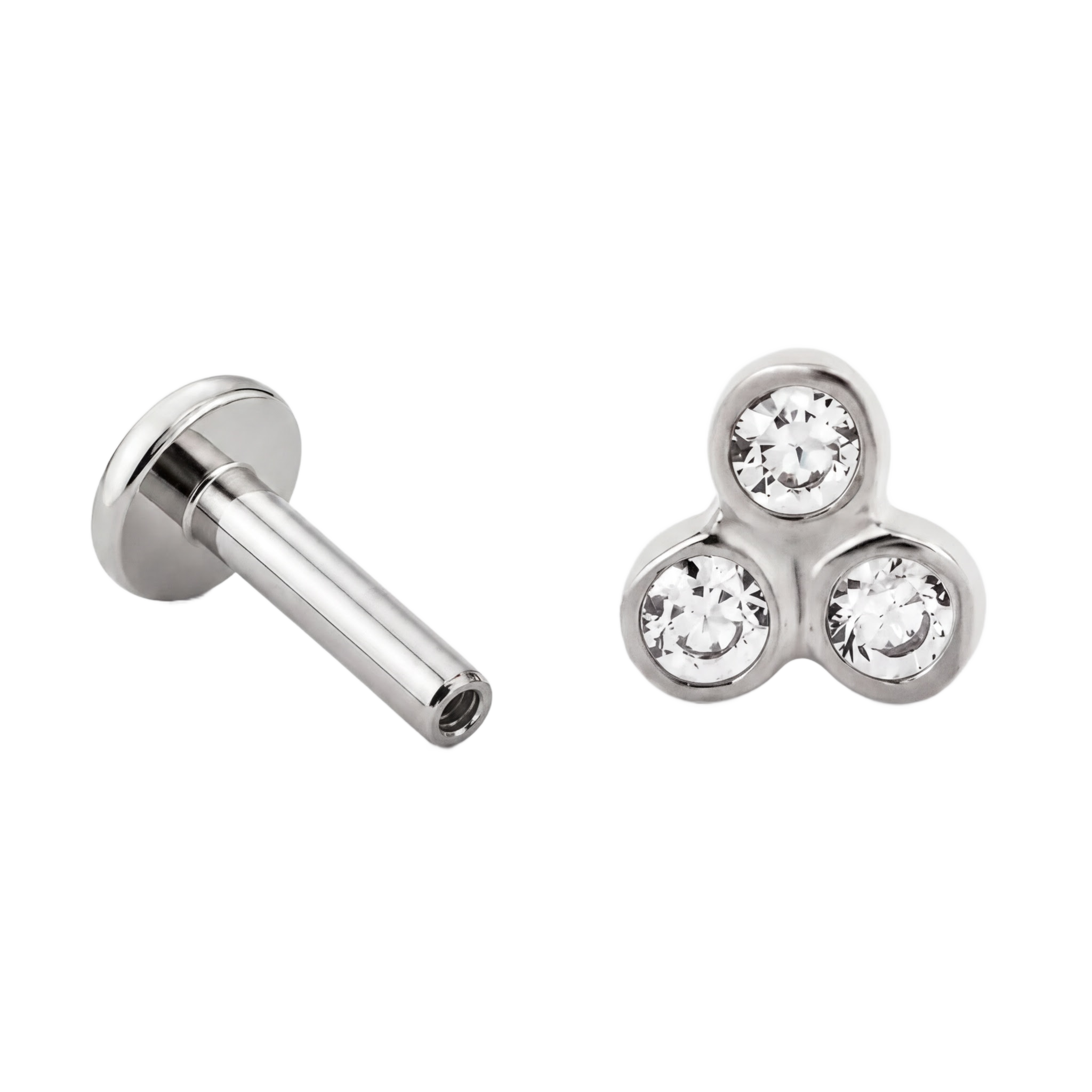 Tiny Trio Cluster Flatback · White Gold · Hero 3/3 BG Remove