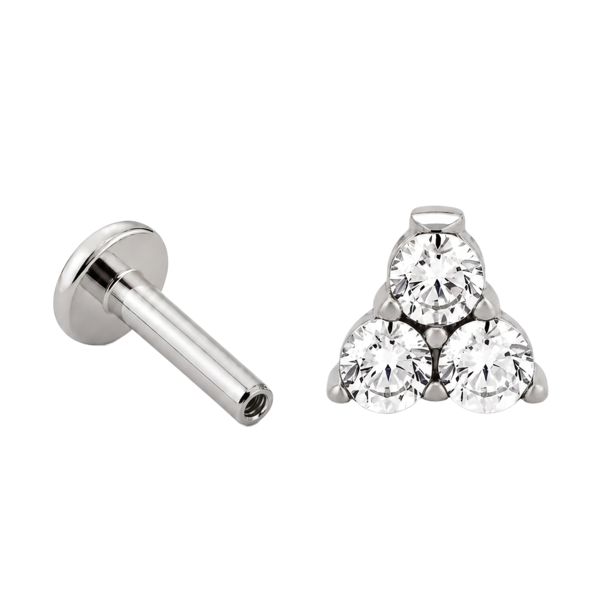 Crystal Trio Cluster Flatback · White Gold · Hero 3/3 BG Remove