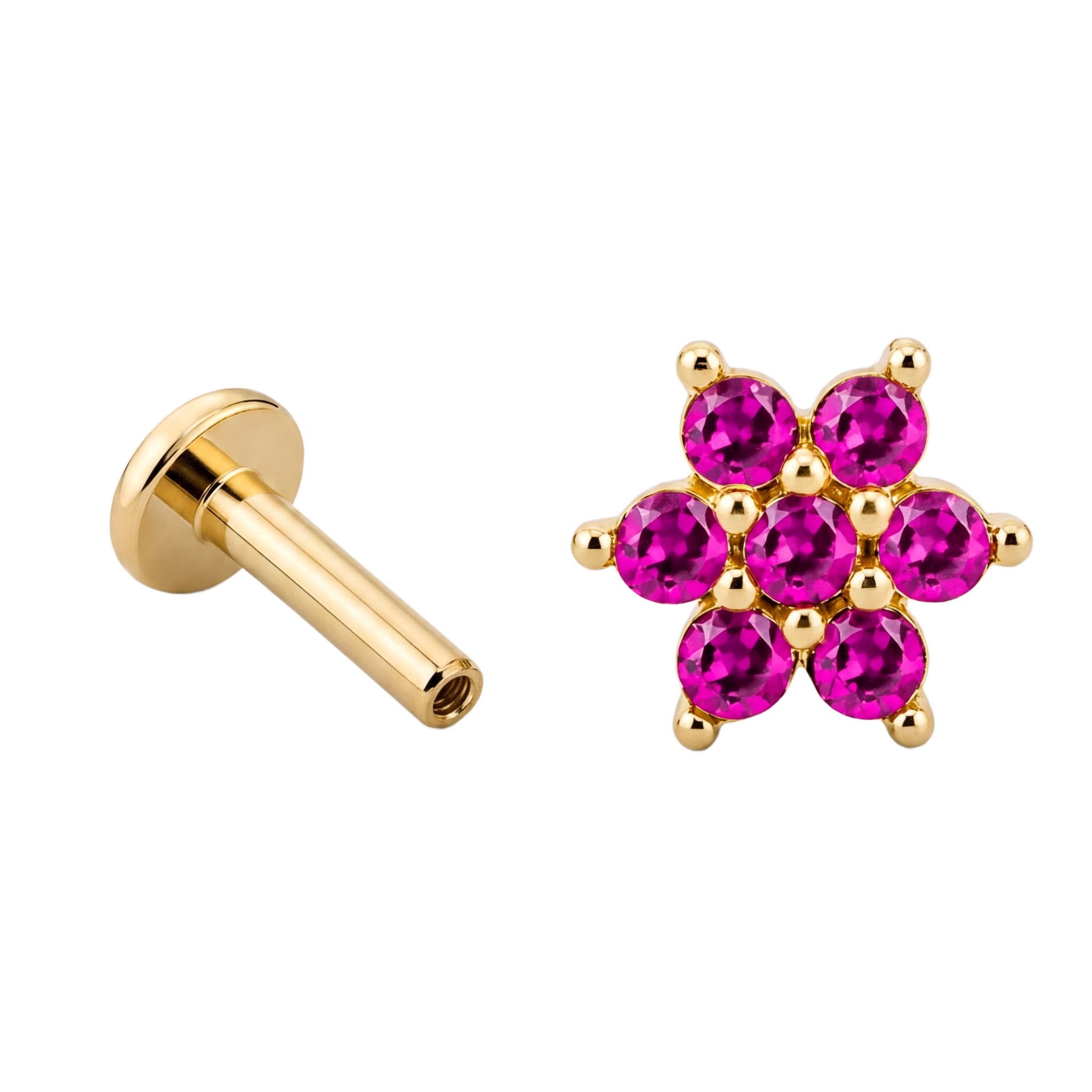 Pink Bloom Flatback · Yellow Gold · Hero 3/3 BG Remove