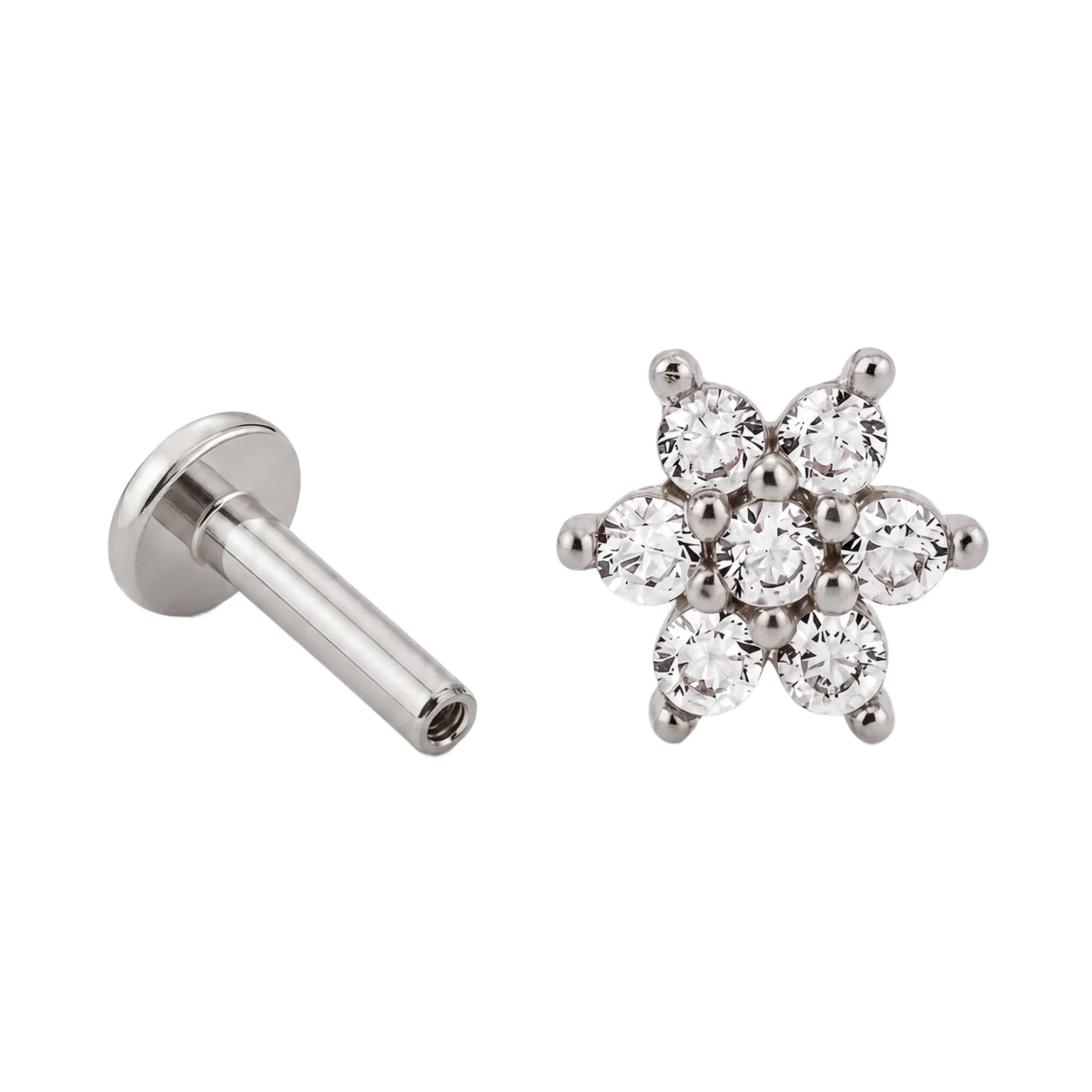 Crystal Bloom Flatback · White Gold · Hero 3/3 BG Remove