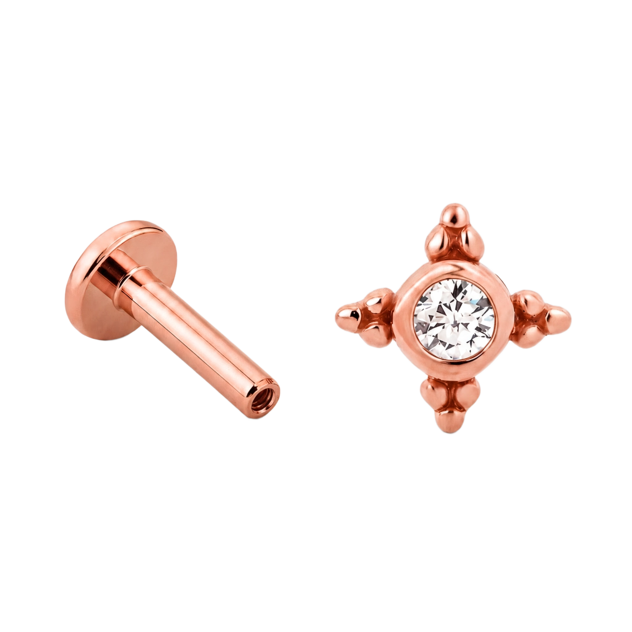 Tiny Starburst Flatback · Rose Gold · Hero 3/3 BG Remove
