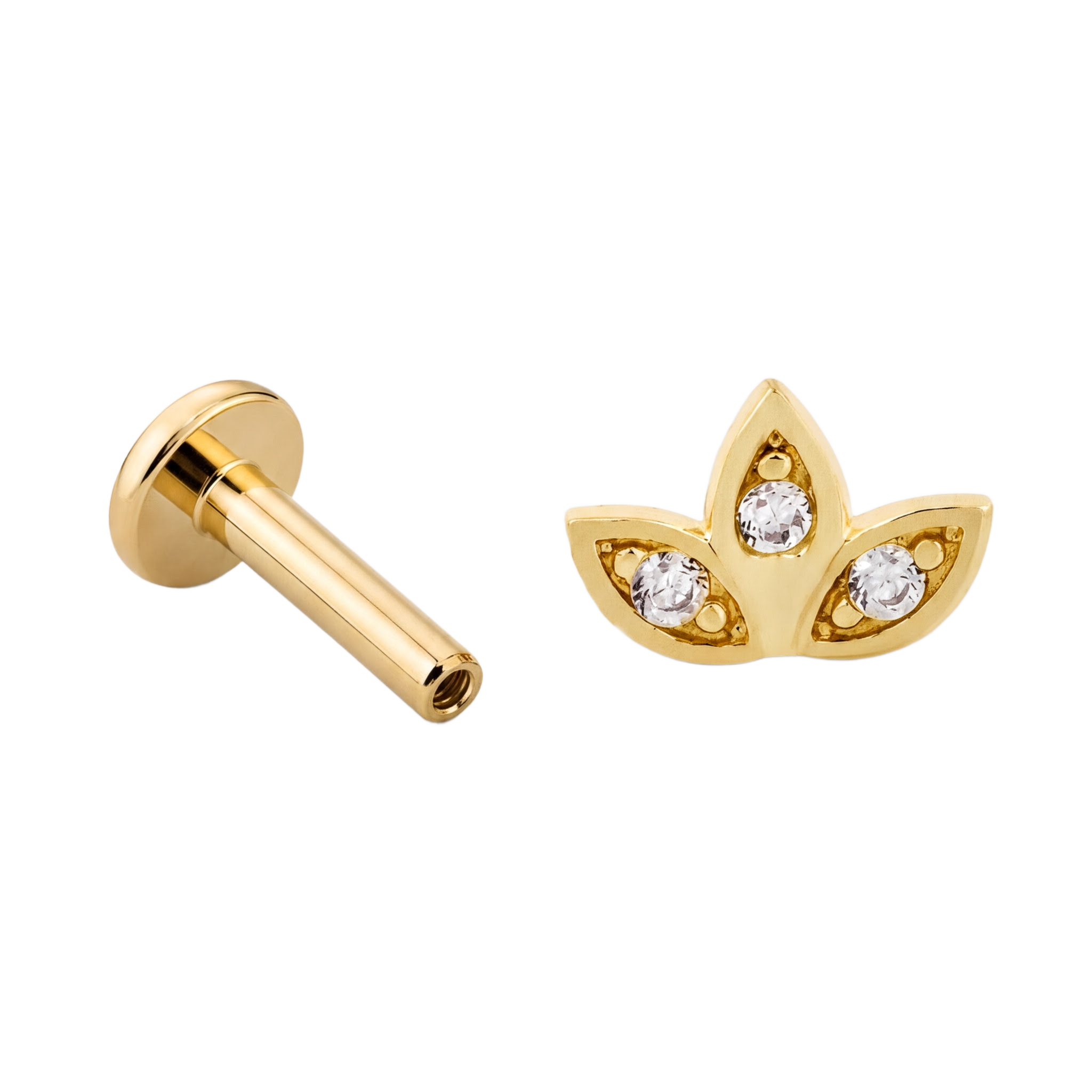 Three Petal Flatback · Yellow Gold · Hero 3/3 BG Remove