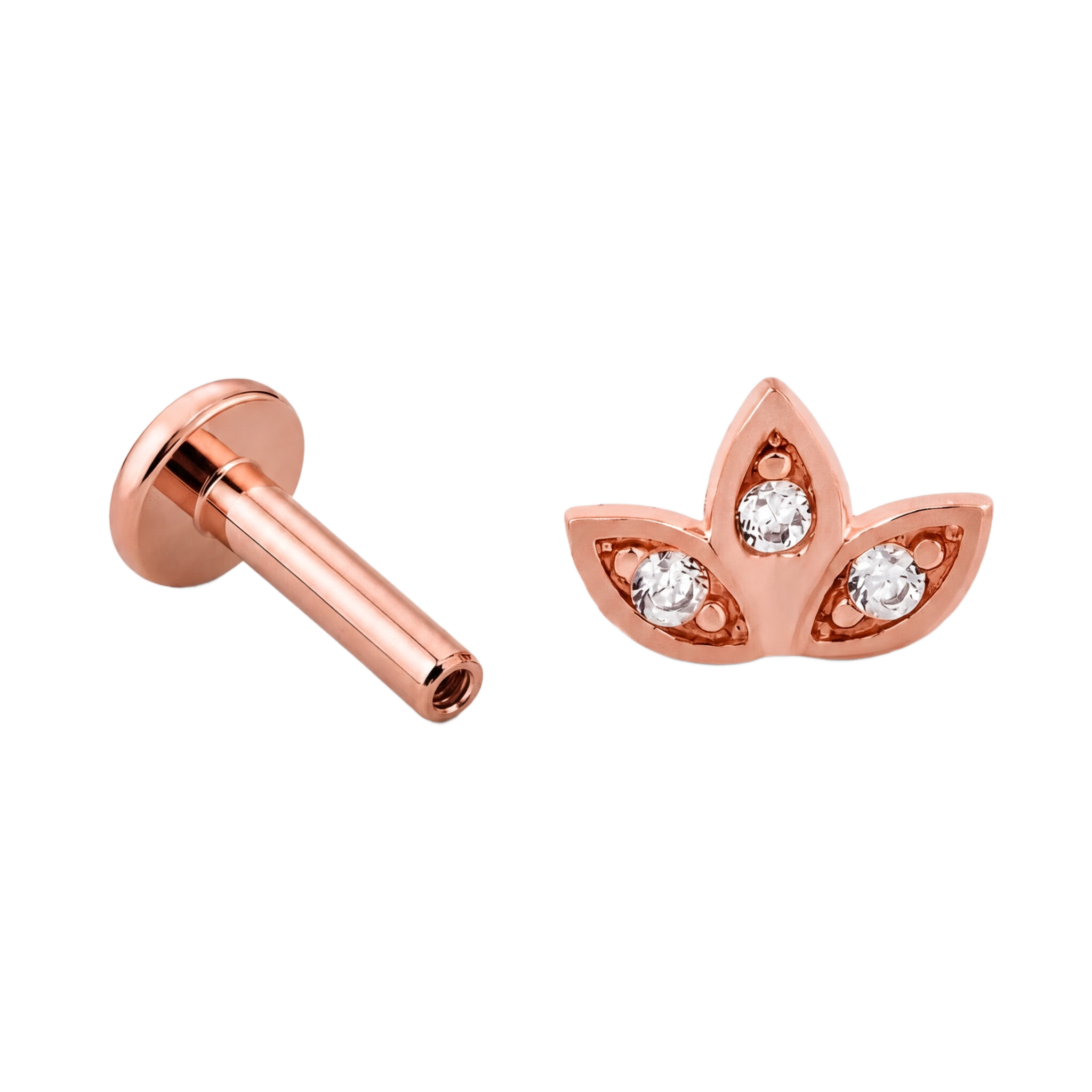 Three Petal Flatback · Rose Gold · Hero 3/3 BG Remove