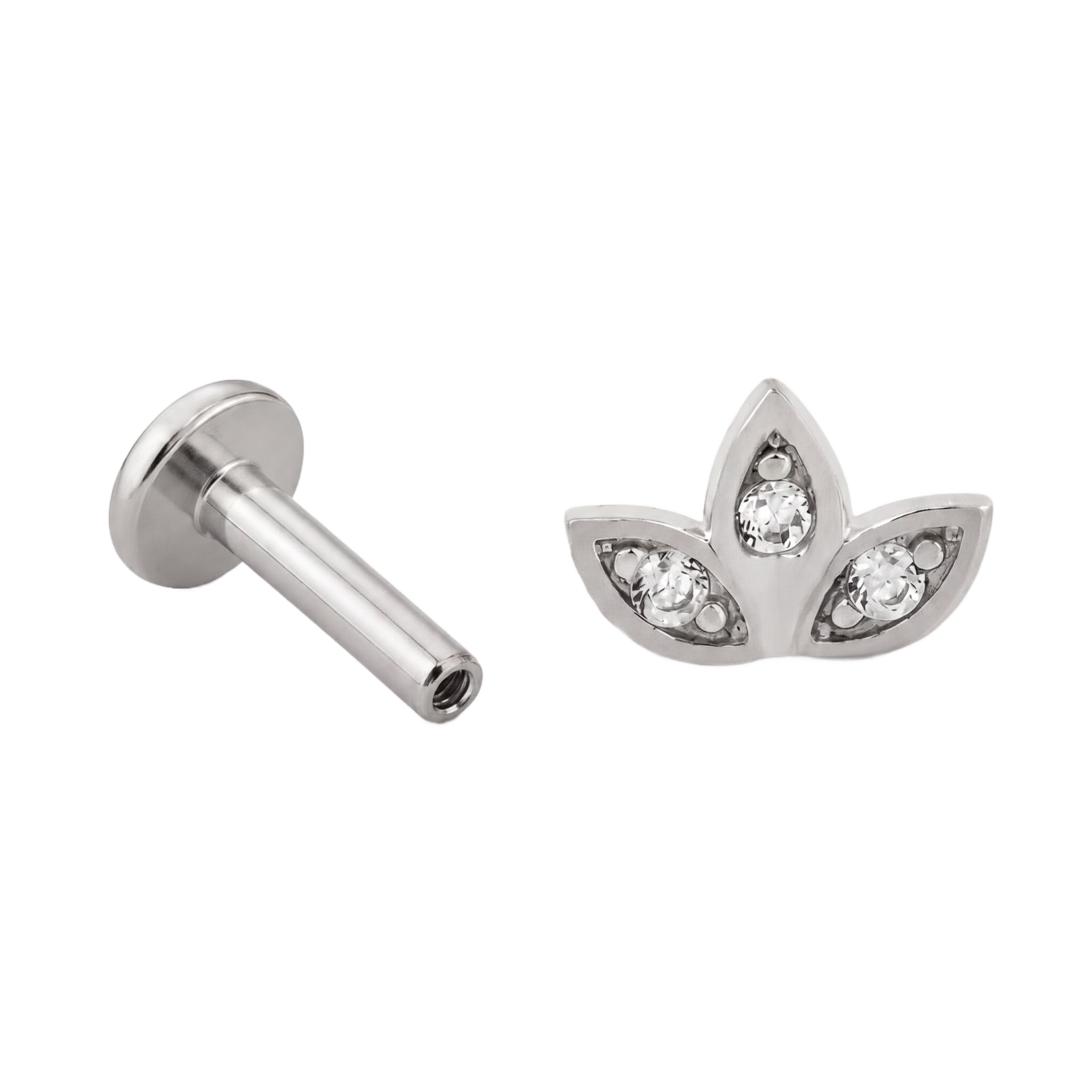 Three Petal Flatback · White Gold · Hero 3/3 BG Remove