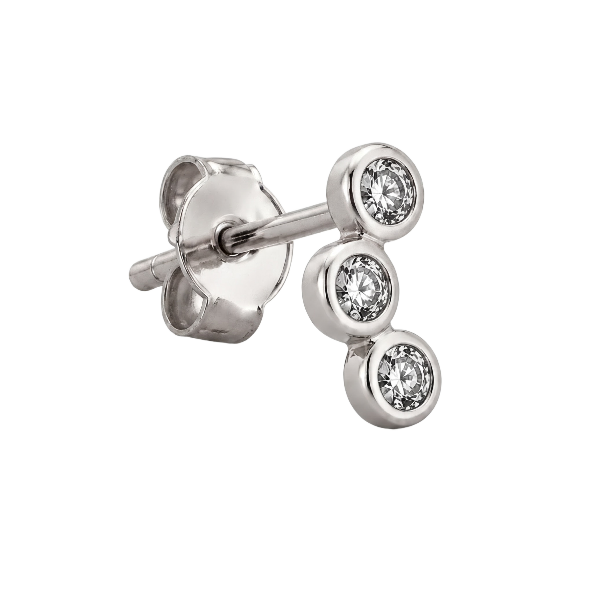 Three Stone Studs · White Gold · Hero 3/3 BG Remove