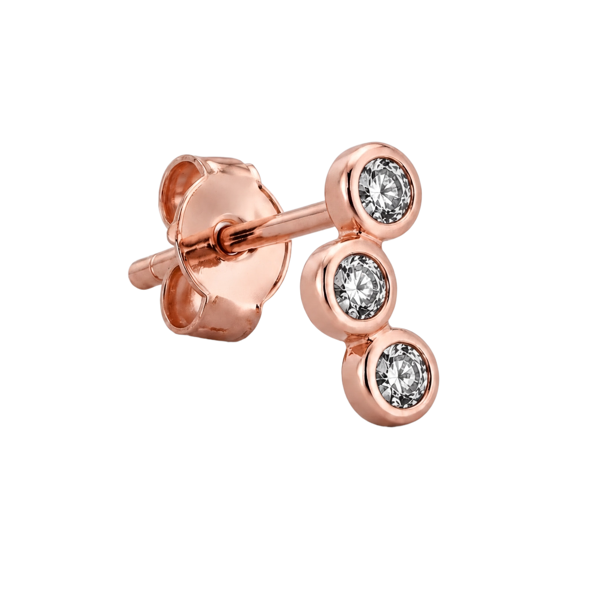 Three Stone Studs · Rose Gold · Hero 3/3 BG Remove