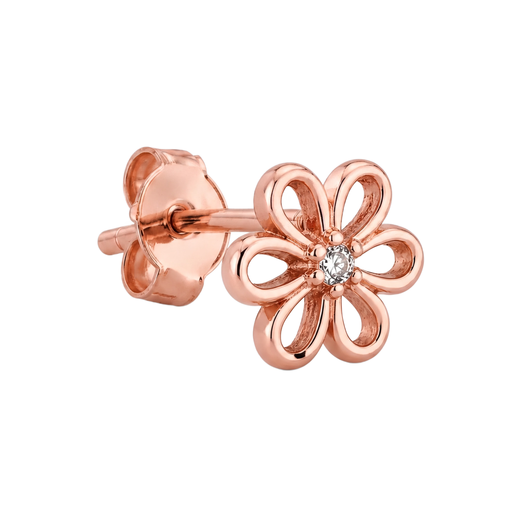 Open Bloom Studs · Rose Gold · Hero 3/3 BG Remove