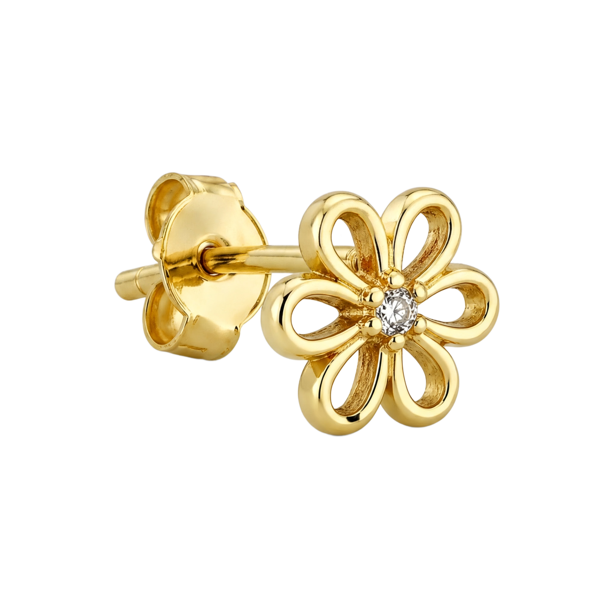 Open Bloom Studs · Yellow Gold · Hero 3/3 BG Remove