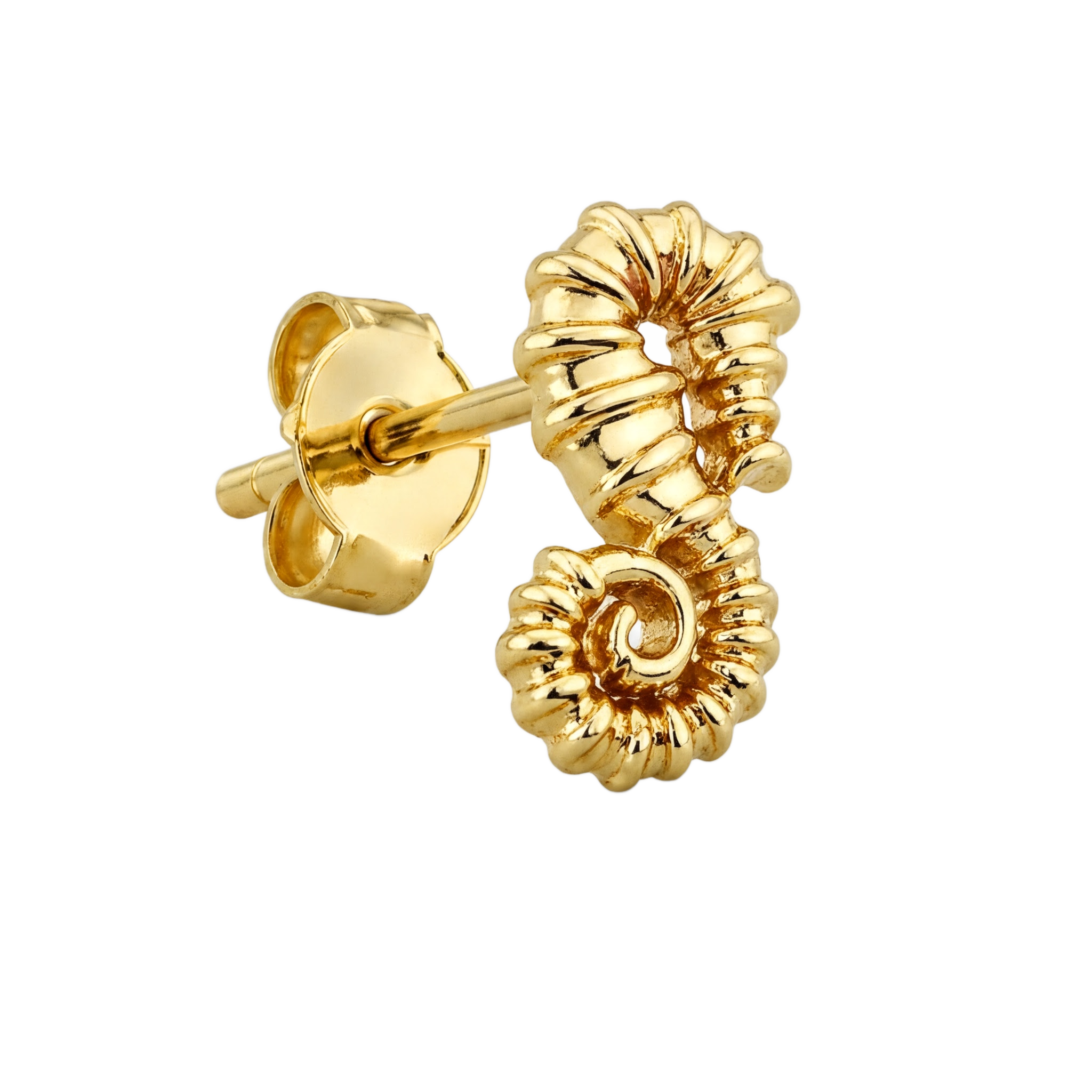 Spiral Shell Studs · Yellow Gold · Hero 3/3 BG Remove