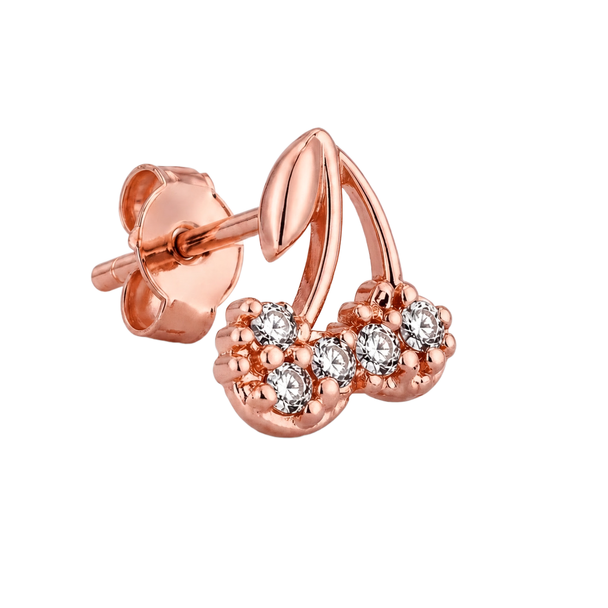 Cherry Trio Studs · Rose Gold · Hero 3/3 BG Remove