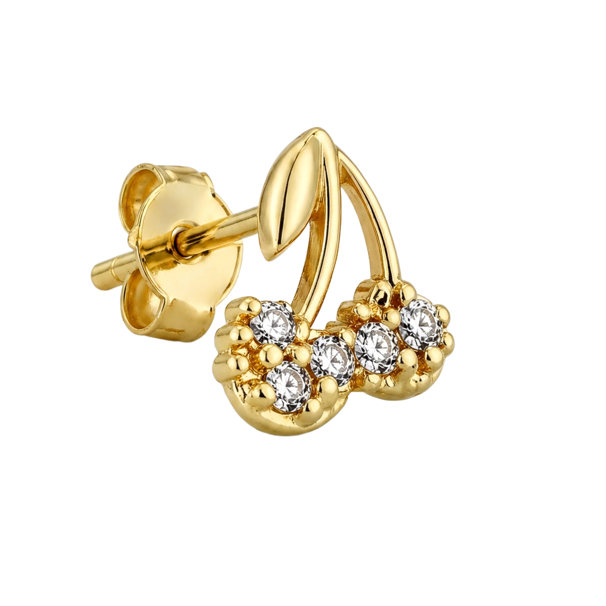 Cherry Trio Studs · Yellow Gold · Hero 3/3 BG Remove