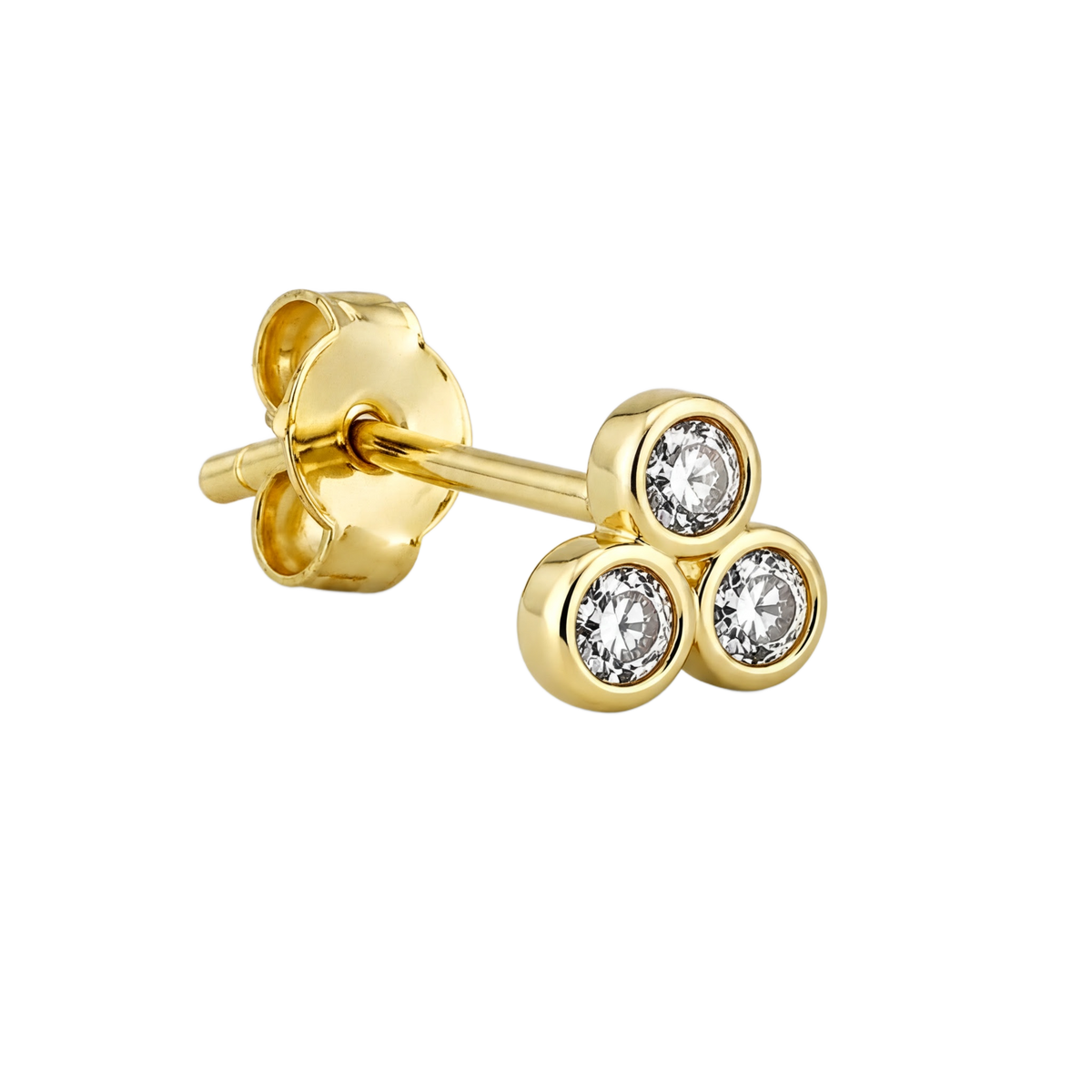 Trio Cluster Studs · Yellow Gold · Hero 3/3 BG Remove