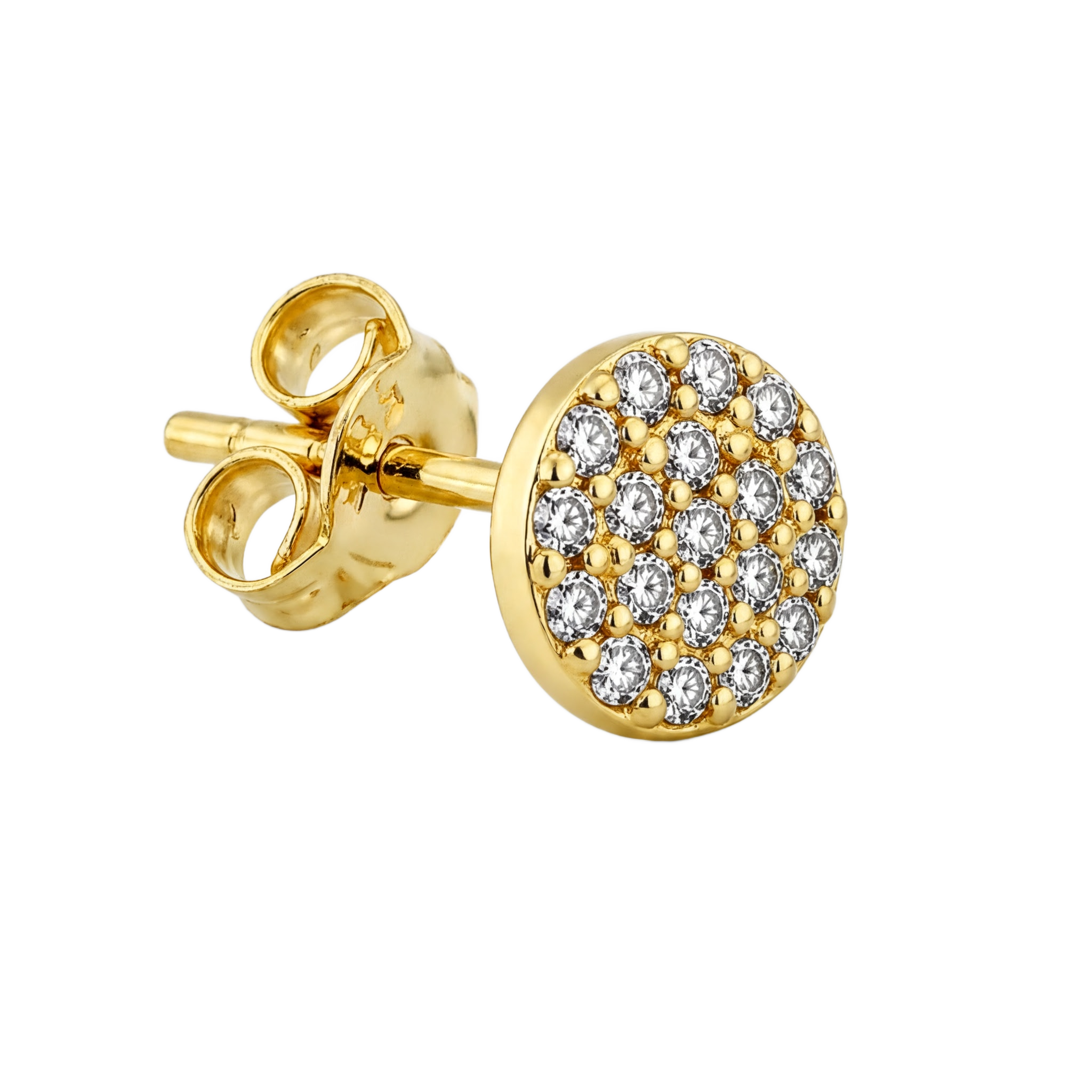 Pave Disc Studs · Yellow Gold · Hero 3/3 BG Remove