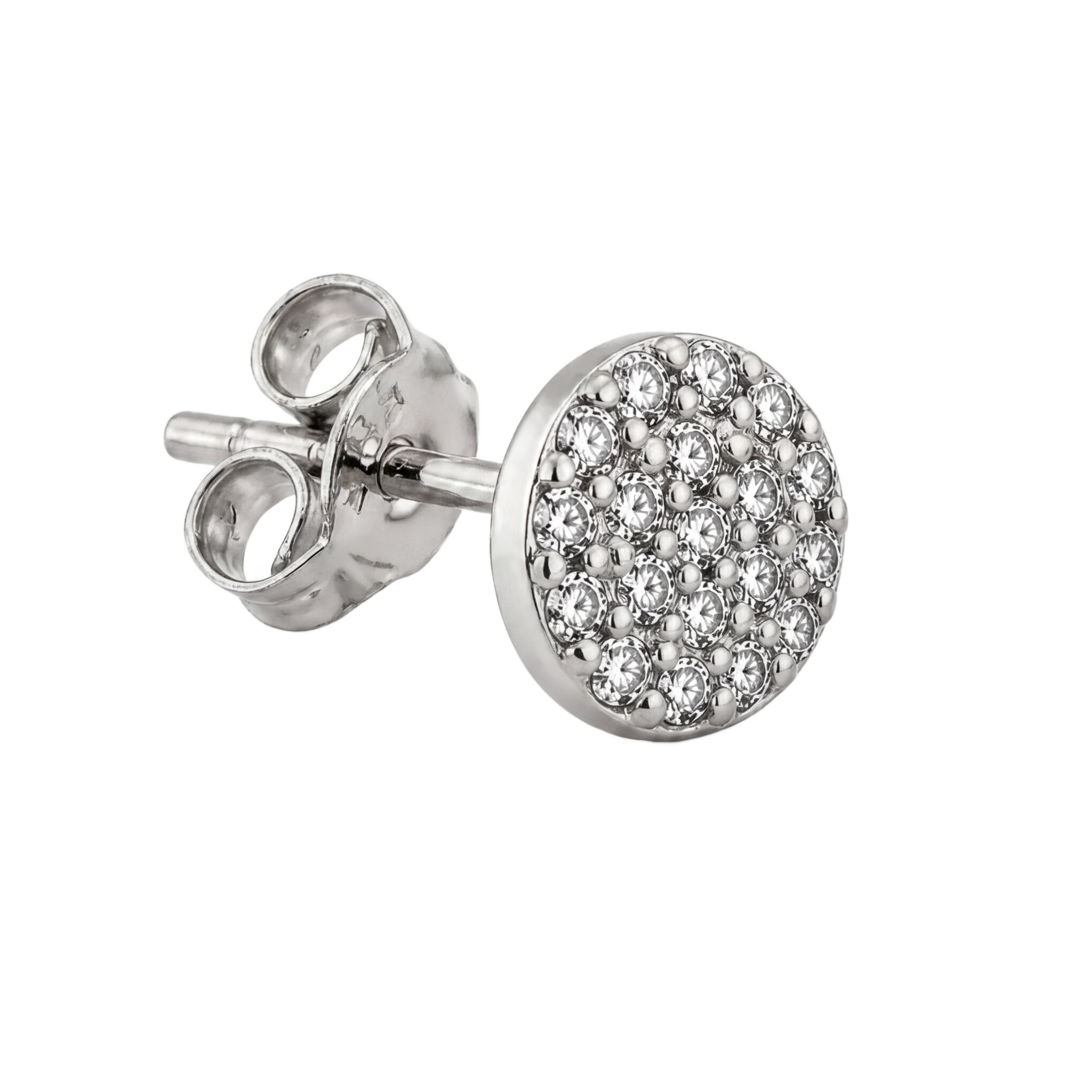 Pave Disc Studs · White Gold · Hero 3/3 BG Remove