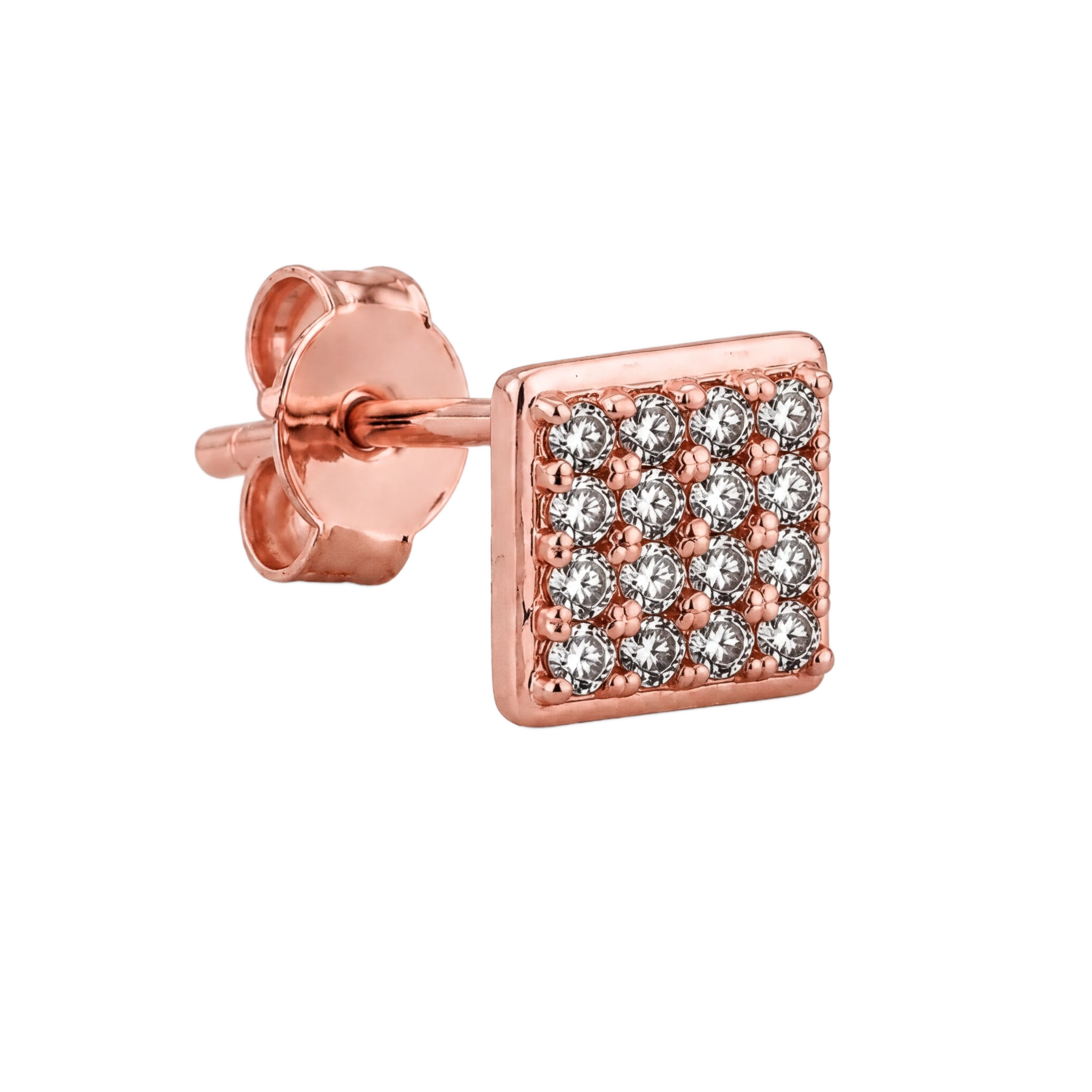 Pave Square Studs · Rose Gold · Hero 3/3 BG Remove
