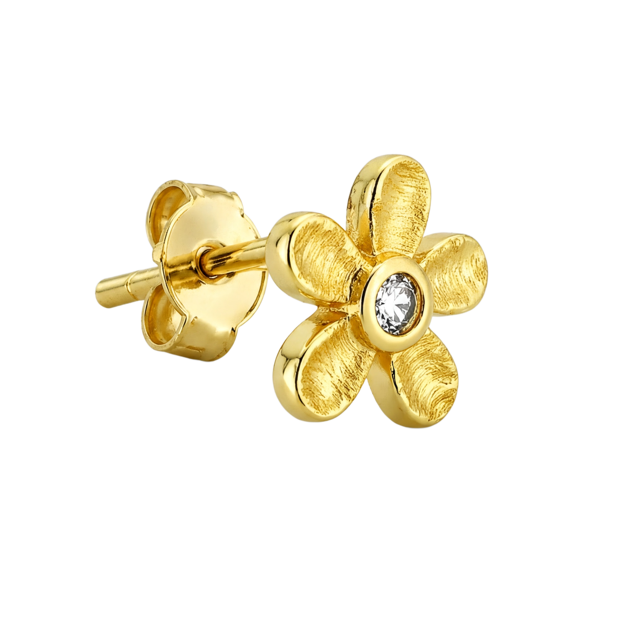 Textured Bloom Studs · Yellow Gold · Hero 3/3 BG Remove
