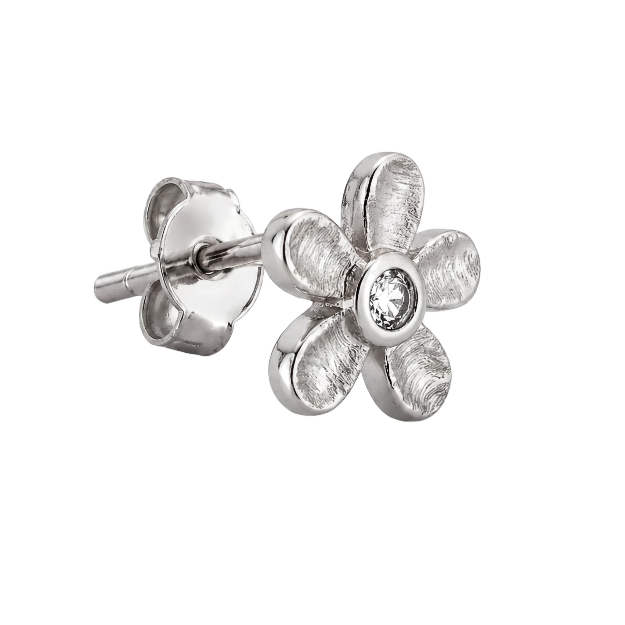 Textured Bloom Studs · White Gold · Hero 3/3 BG Remove