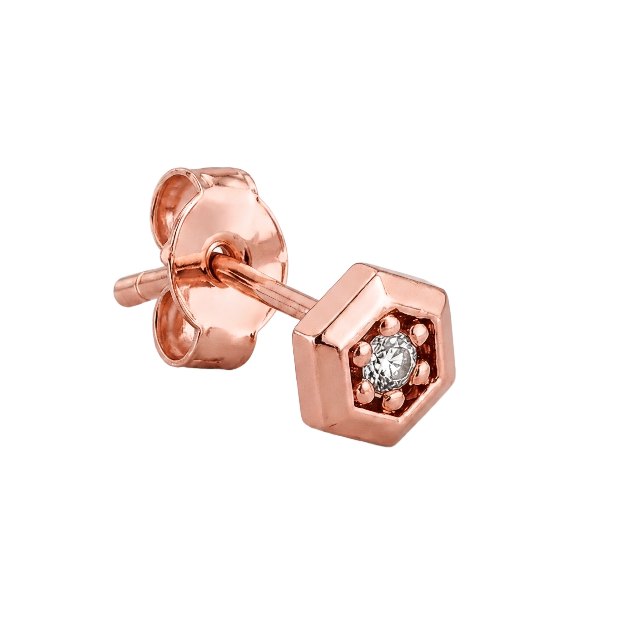 Hexagon Studs · Rose Gold · Hero 3/3 BG Remove