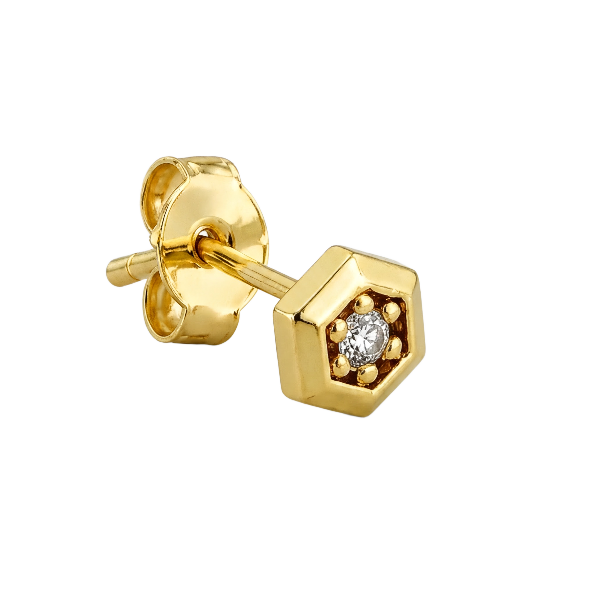 Hexagon Studs · Yellow Gold · Hero 3/3 BG Remove