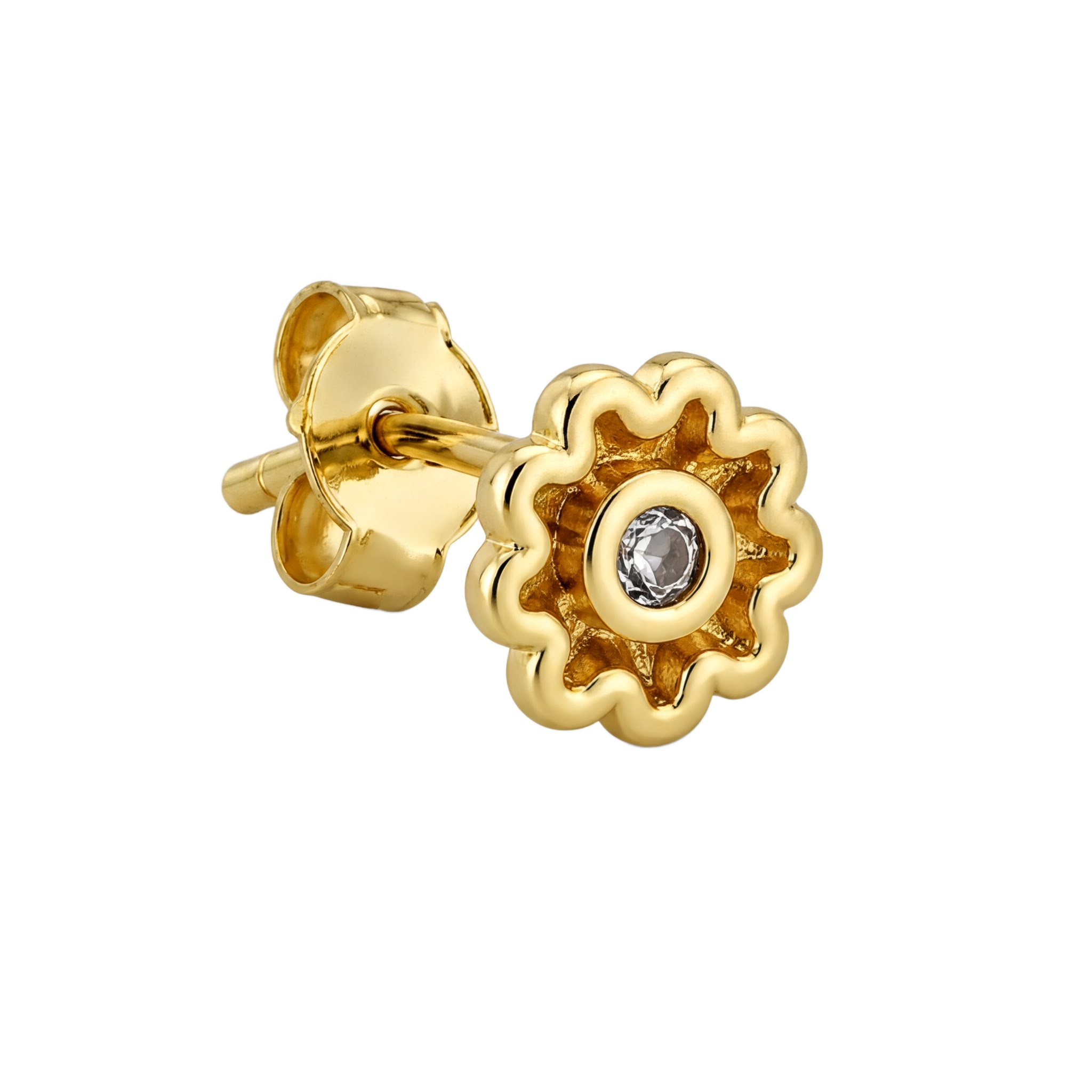 Scallop Bloom Studs · Yellow Gold · Hero 3/3 BG Remove