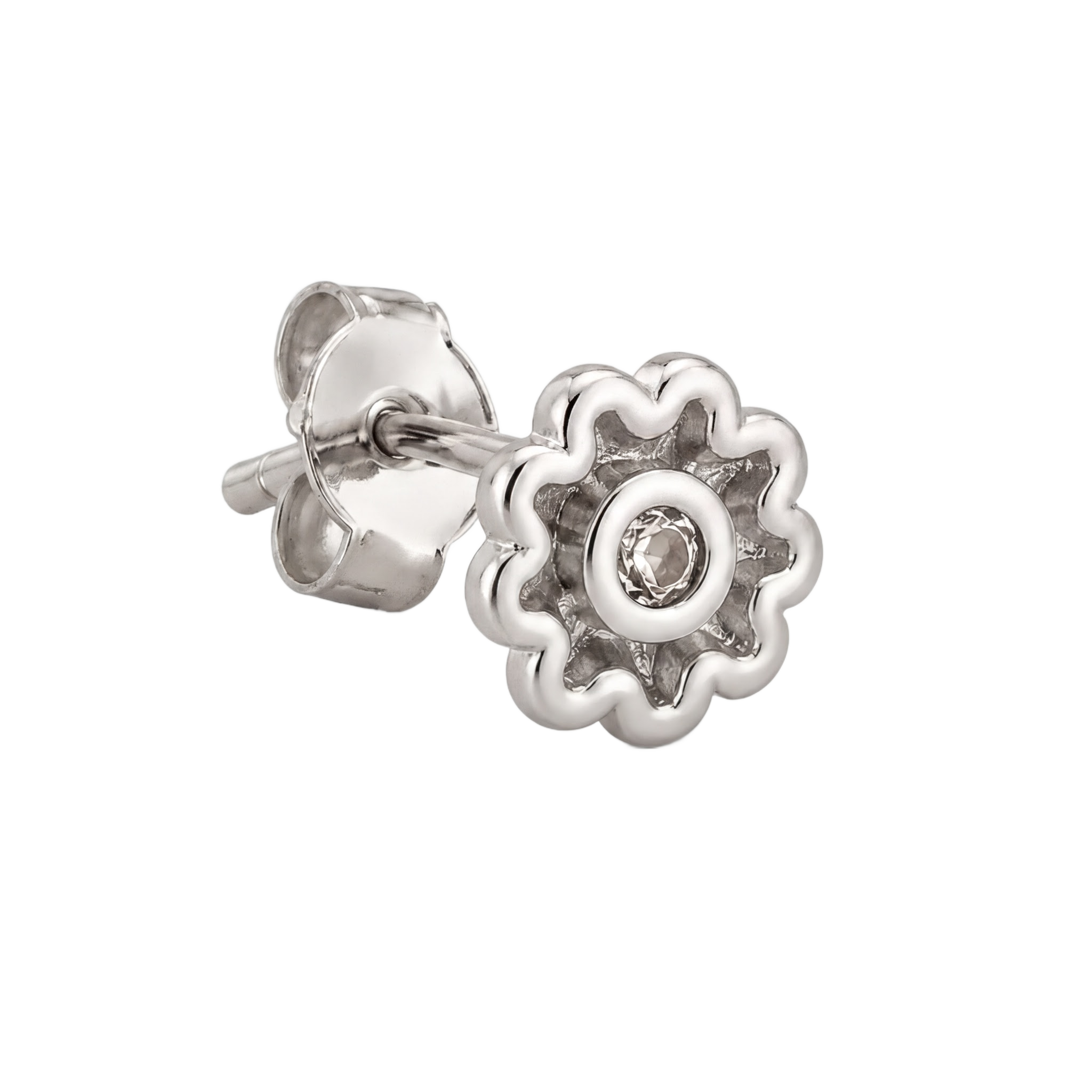 Scallop Bloom Studs · White Gold · Hero 3/3 BG Remove